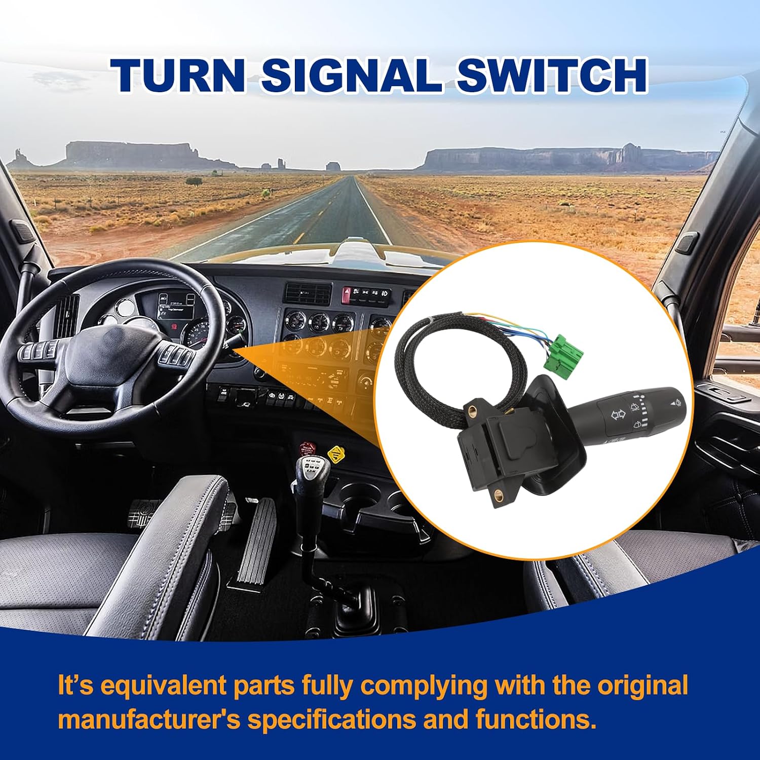 P276221 P271067 Turn Signal Multifunction Switch 8-Wire for Peterbilt 379 389, for Kenworth T680 T880 Replace P27-6221, TRW480791 |Turn Signal Control | Ligit Control | Wiper Control