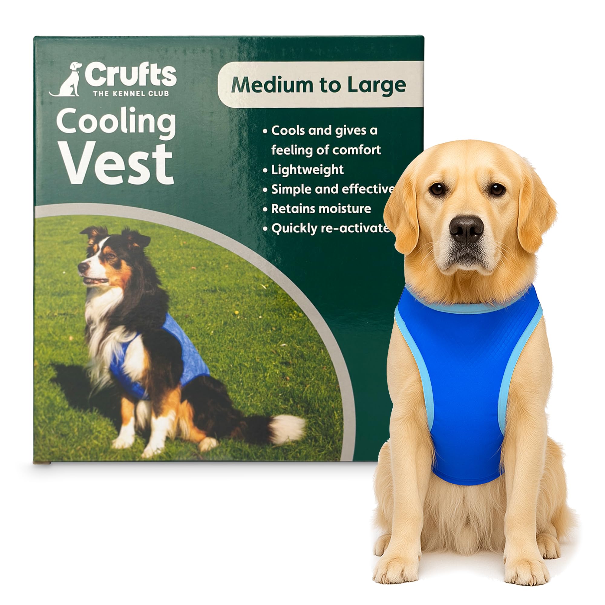 Lizzy Dog Cooling Vest Coat | Breathable Lightweight Puppy Jacket for Hot Weather | Pet Cool Safety Vest with Magic Tape | Sun Protection for Dogs (28cm (M to L))