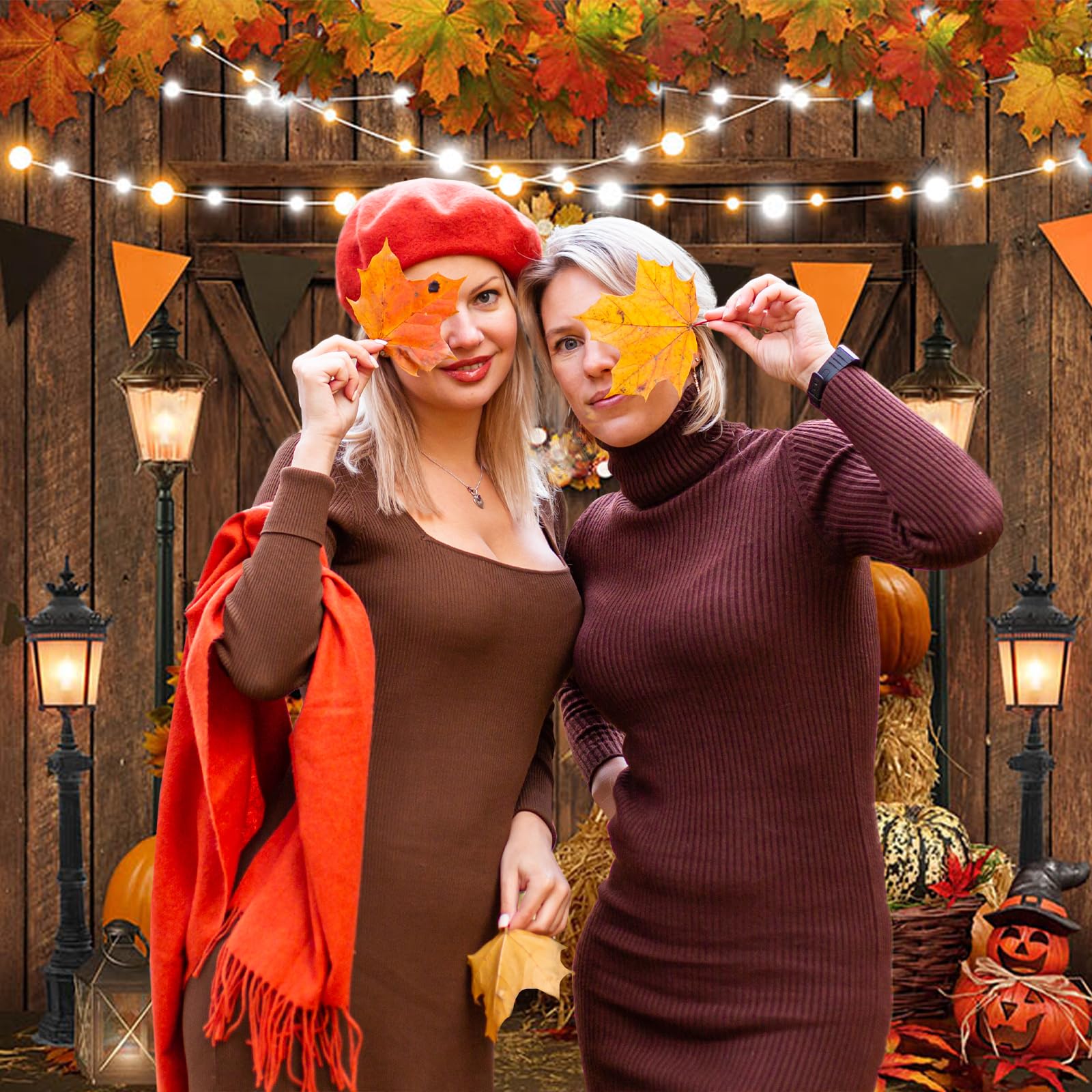 Fotohintergrund Herbst-Kürbisernte – 3 X 2,4 M, Rustikale Scheunenoptik Für Studio