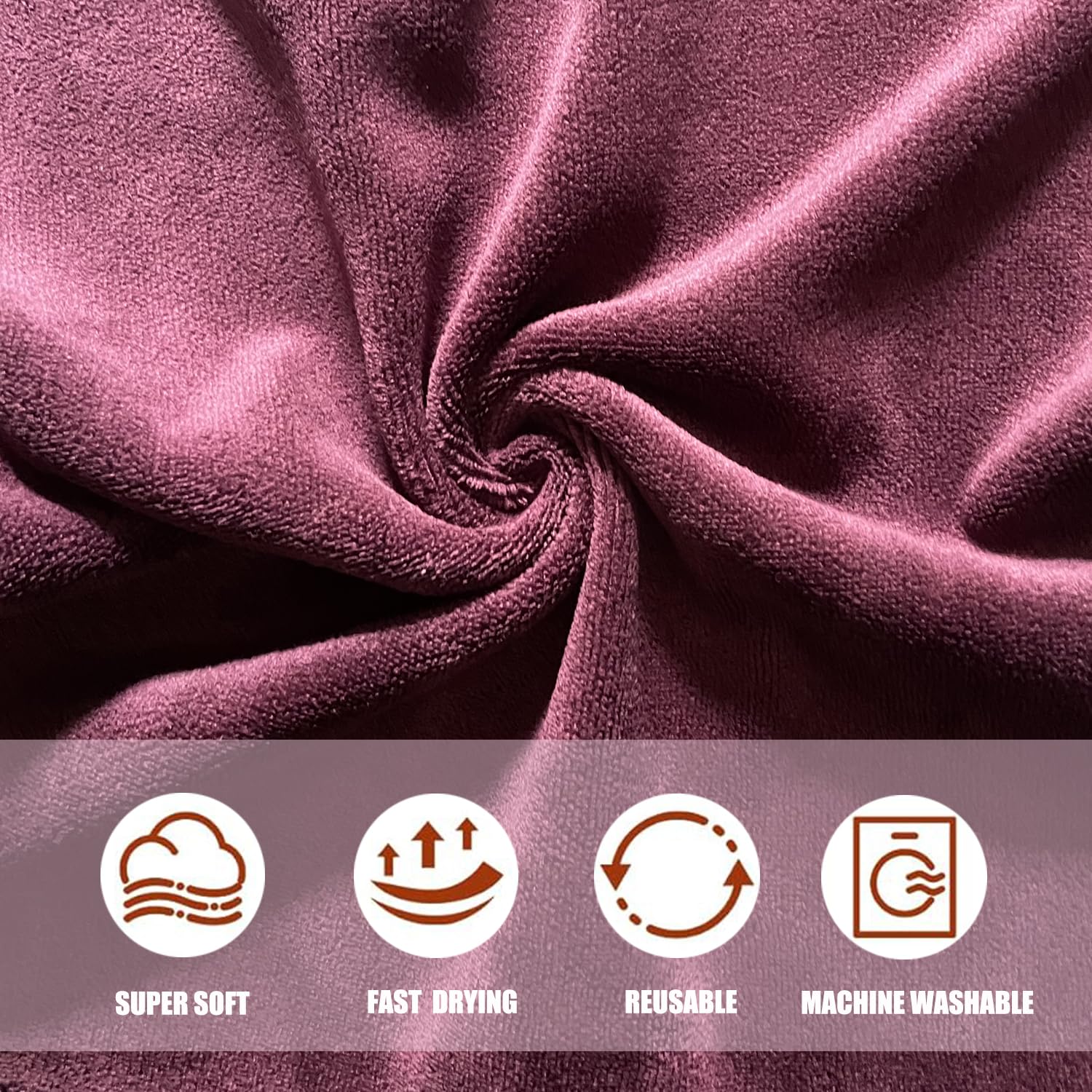 HIDMD Microfibre Face Cloth Makeup Remover Cloth Facial Washcloths Face Cleaning Towels For Eye Face Exfoliating Bath 30CM X 30CM 6 PACK Maroon - Image 3