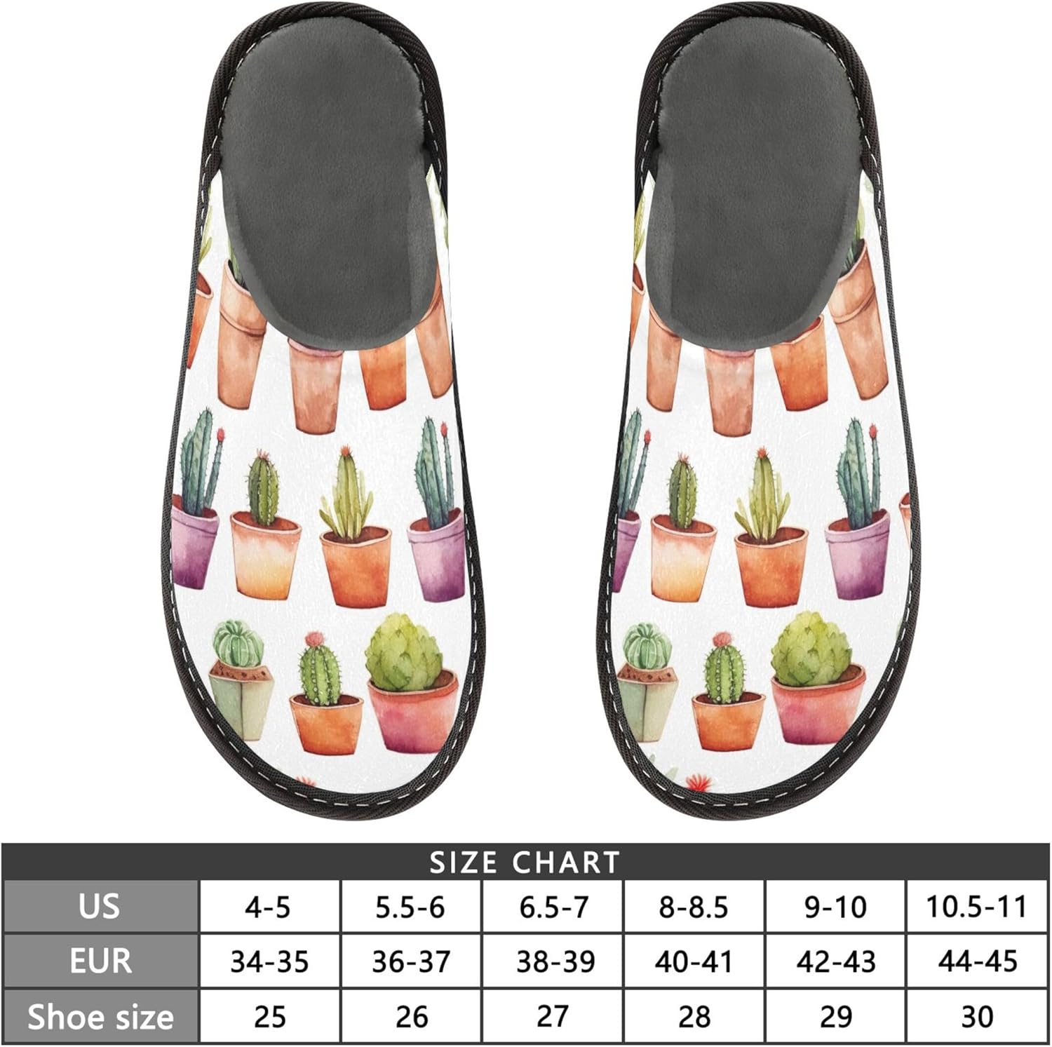 Cactus Plant House Slippers – Cozy Fuzzy Slippers for Guests, Washable & Disposable, Perfect for Shoeless Home, Spa & Hotel Use A111736