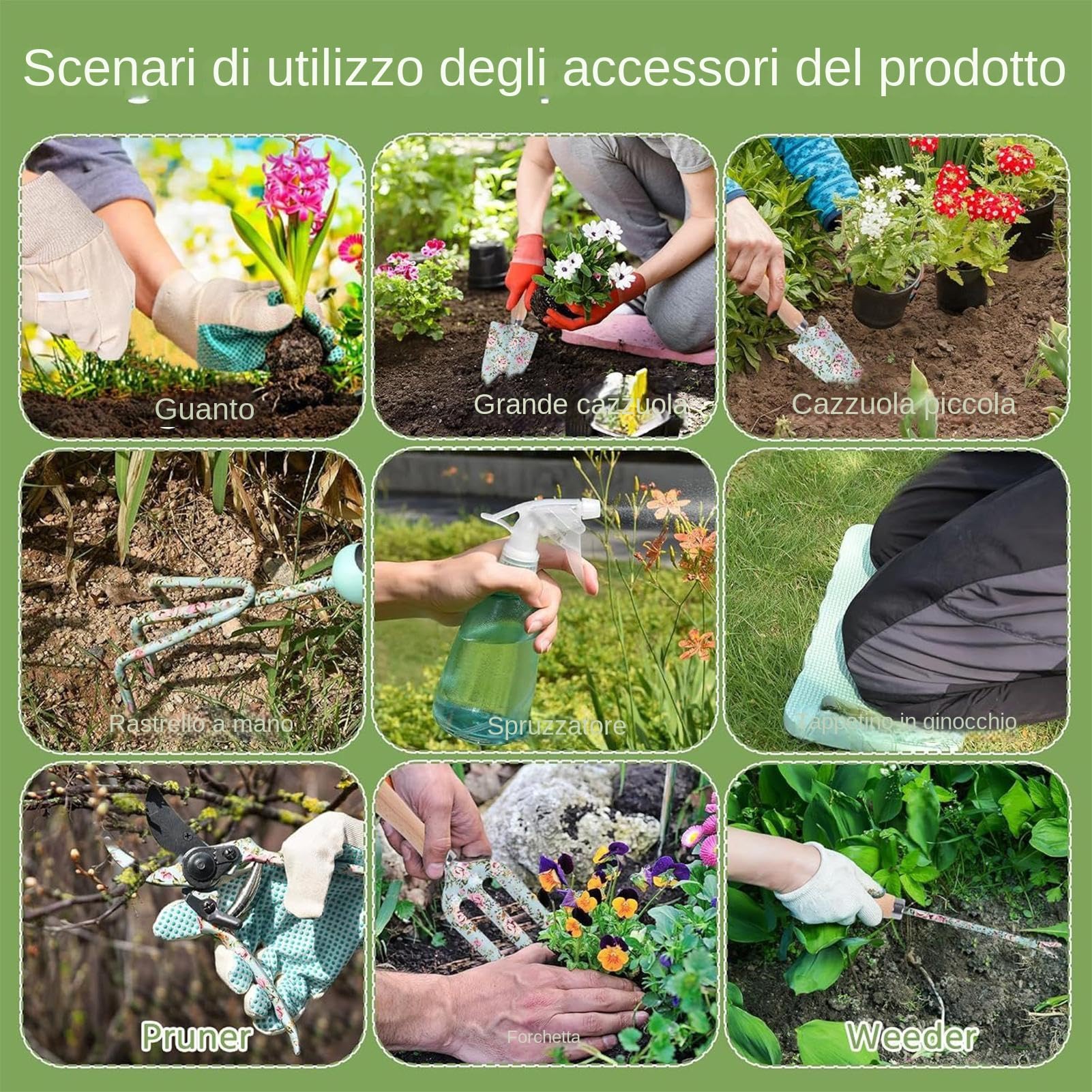 Set di Attrezzi da Giardinaggio Con Borsa Portautensili E Pala | Set di Utensili da Giardinaggio Antiruggine Per Giardinaggio in Giardino Prato Cortile Serra Esterno Casa