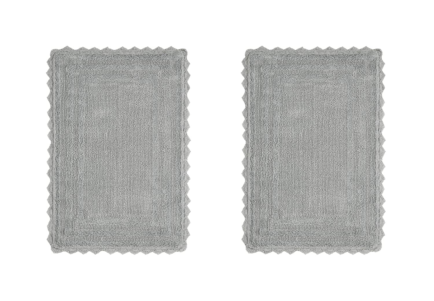 Better Trends Lilly Crochet Collection - Juego de 2 alfombras de baño 100% algodón (17 x 24 pulgadas | 17 x 24 pulgadas) en color gris