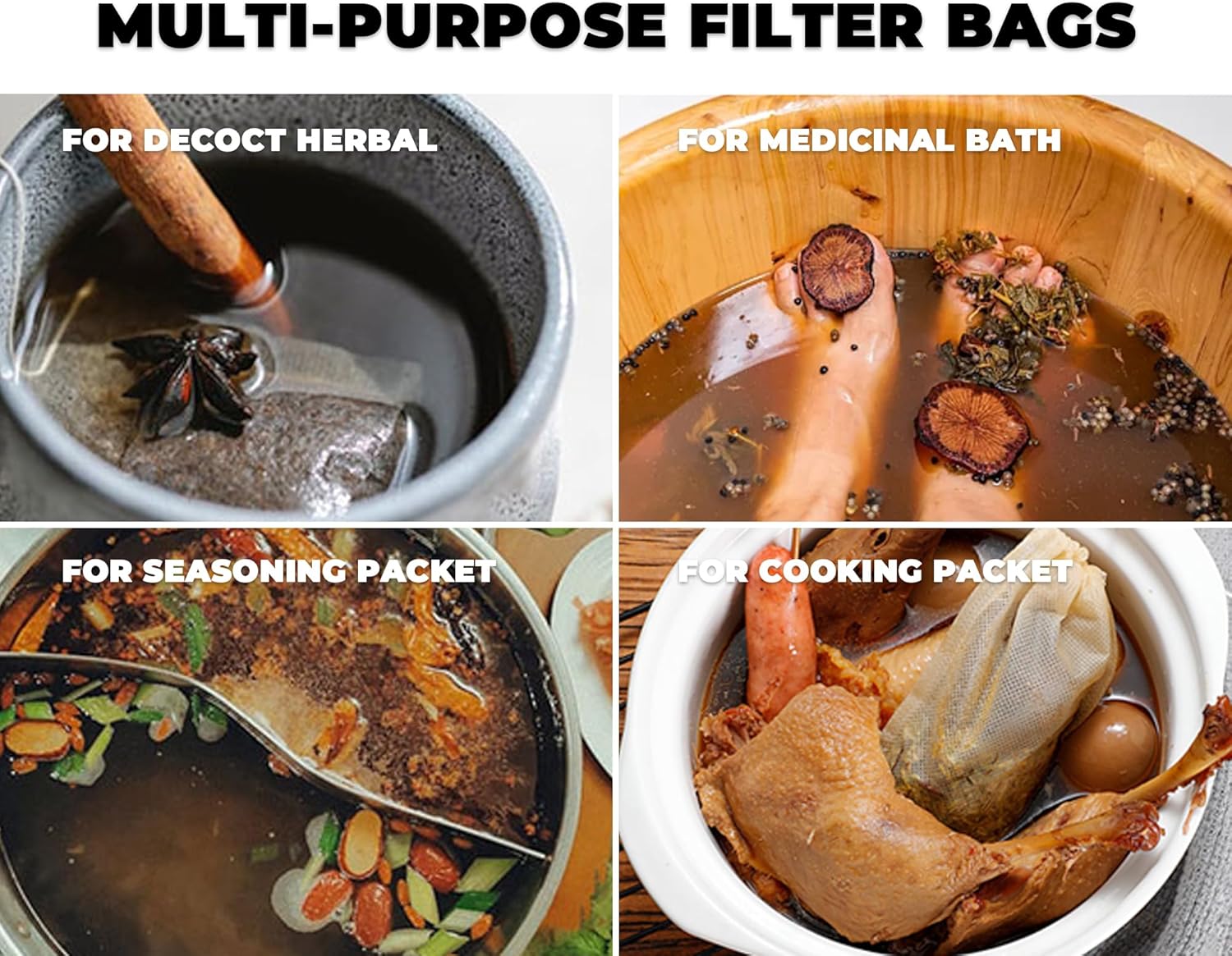 Nature Pulito Disposable Tea Filter Bags with Drawstring