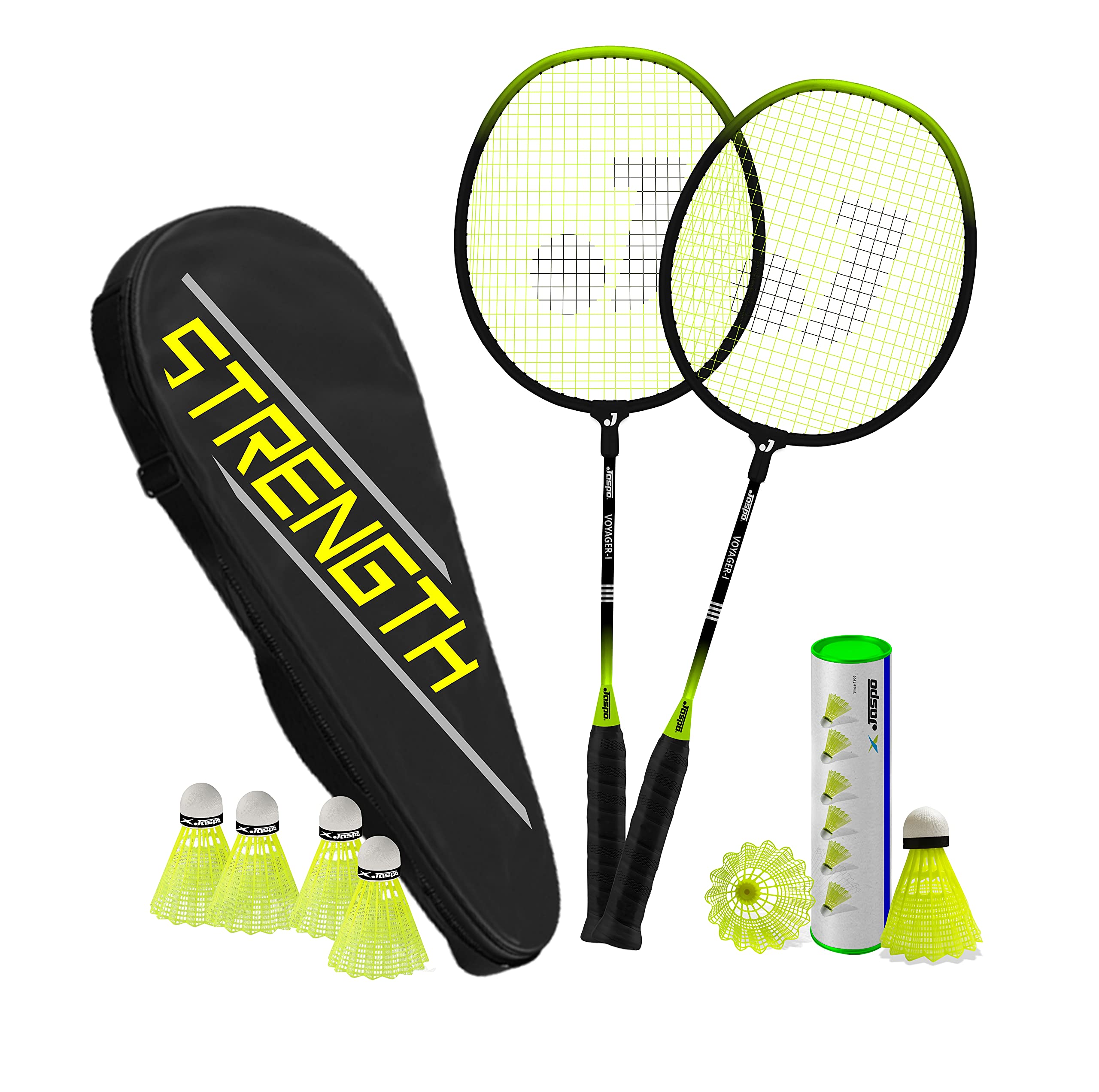 Jaspo Smash Hard High Tempered Steel Shaft Racket Badminton Set with 6 Nylon Shuttlecocks for Beginner/Intermediate for Training Practice. (Yellow) (B09K3R8F15) Amazon Price History, Amazon Price Tracker