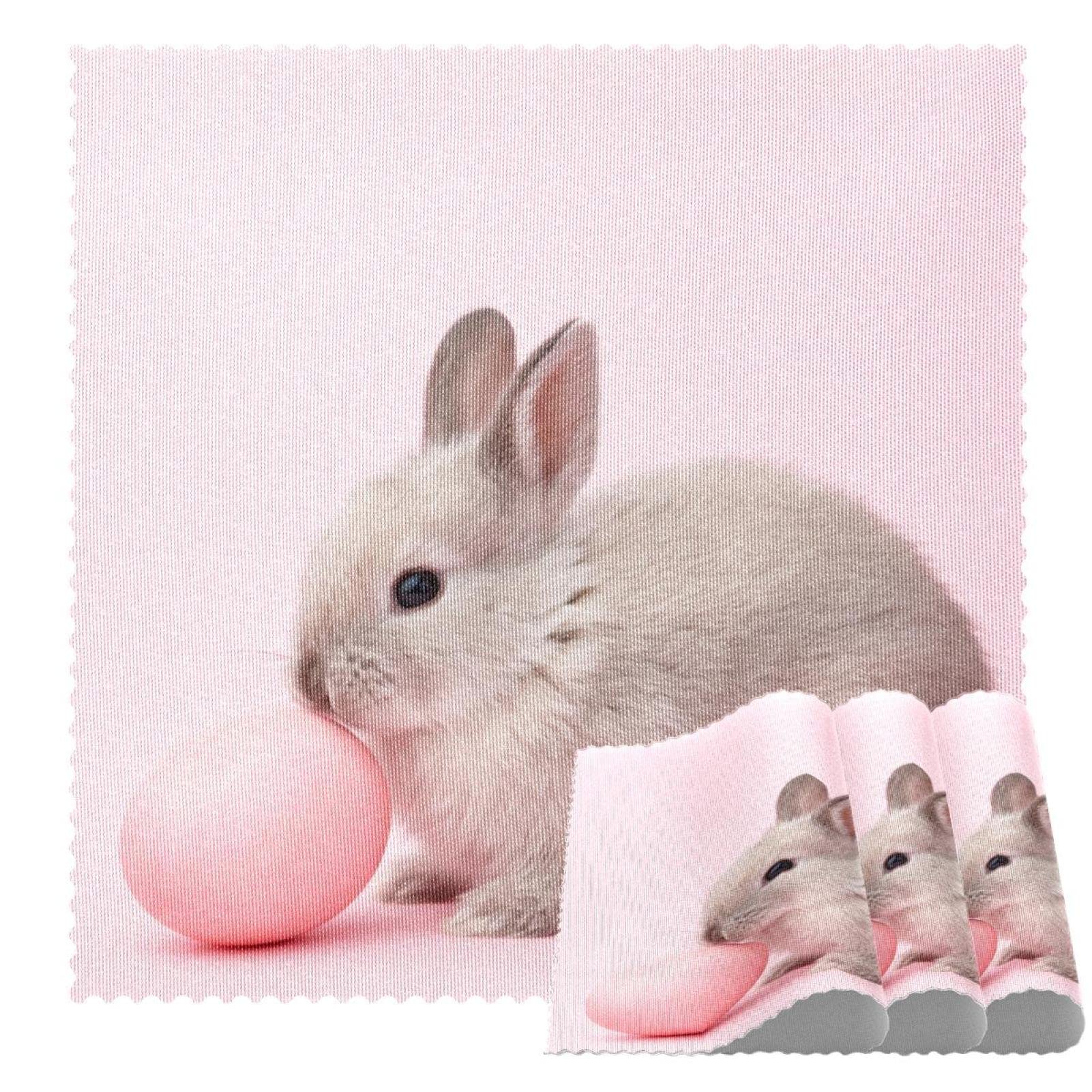 Set de table lapin et œuf de Pâques rose 30,5 cm lavable pour cuisine
