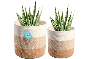 OrganiHaus Natural Woven Flower Pot Basket Planters