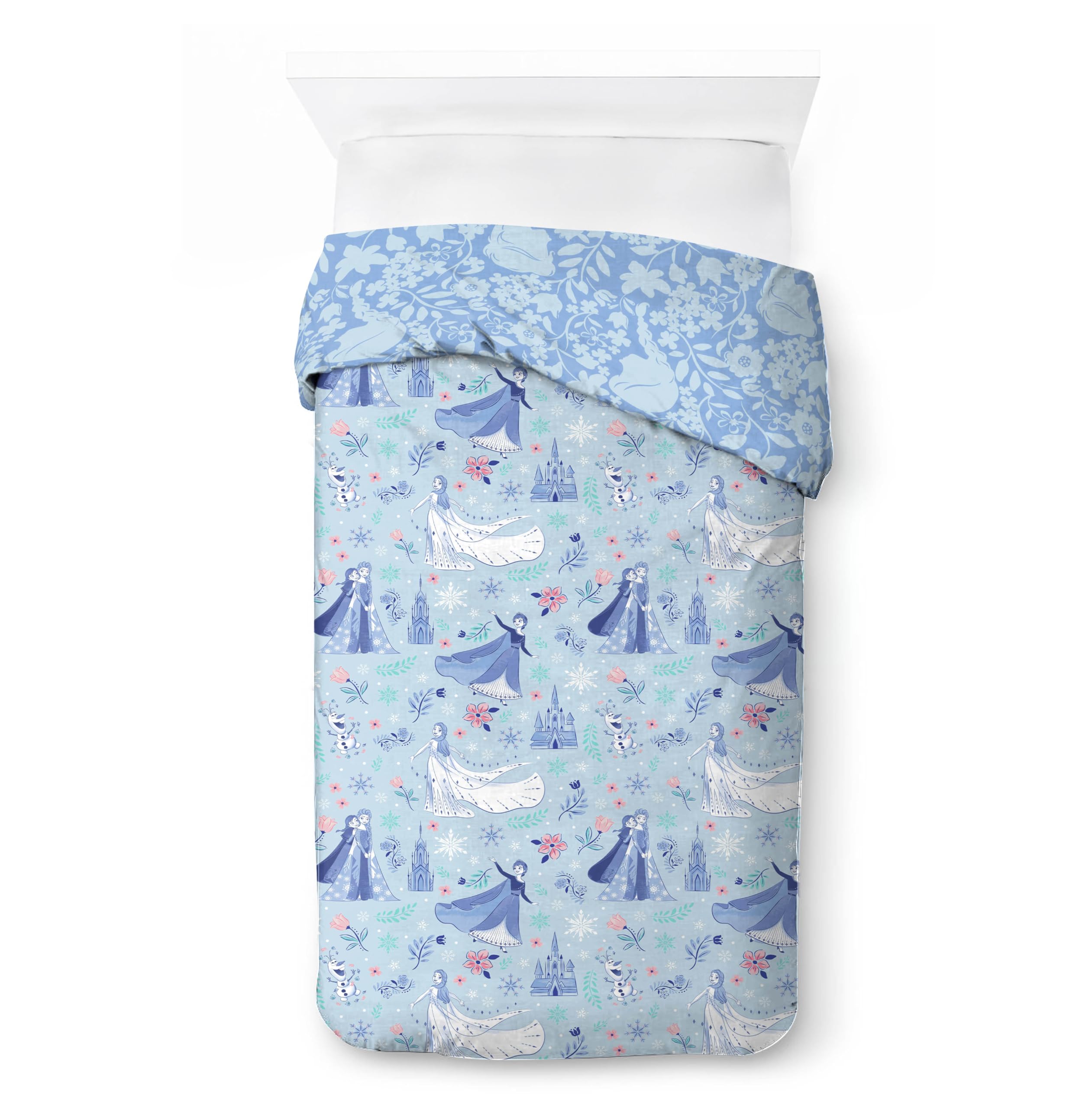 Jay Franco Kids Disney Frozen Set copripiumino - Biancheria da letto super morbida con federa, SOLO COPERTA, piumone non incluso, blu, 2 pezzi singolo