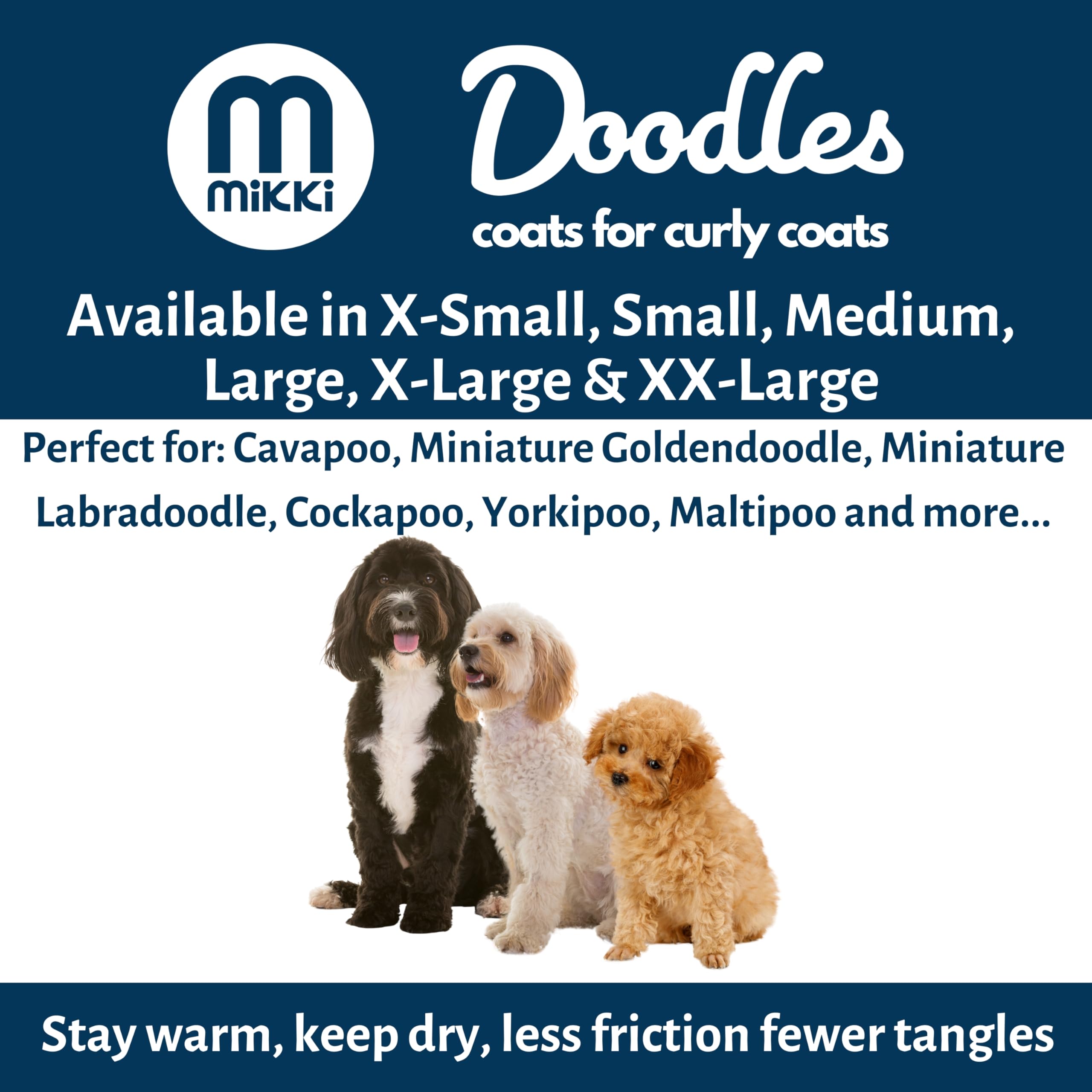 Mikki Doodles - Impermeabile per cani, impermeabile, antivento, fodera setosa, meno attrito, meno nodi e grovigli, taglia L