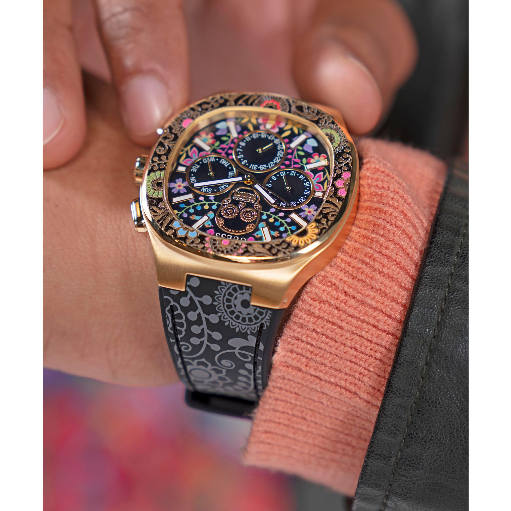 Guess Reloj analógico de Cuarzo para Hombre con Correa de Silicona GW0784G1, Multicolor, Catrin