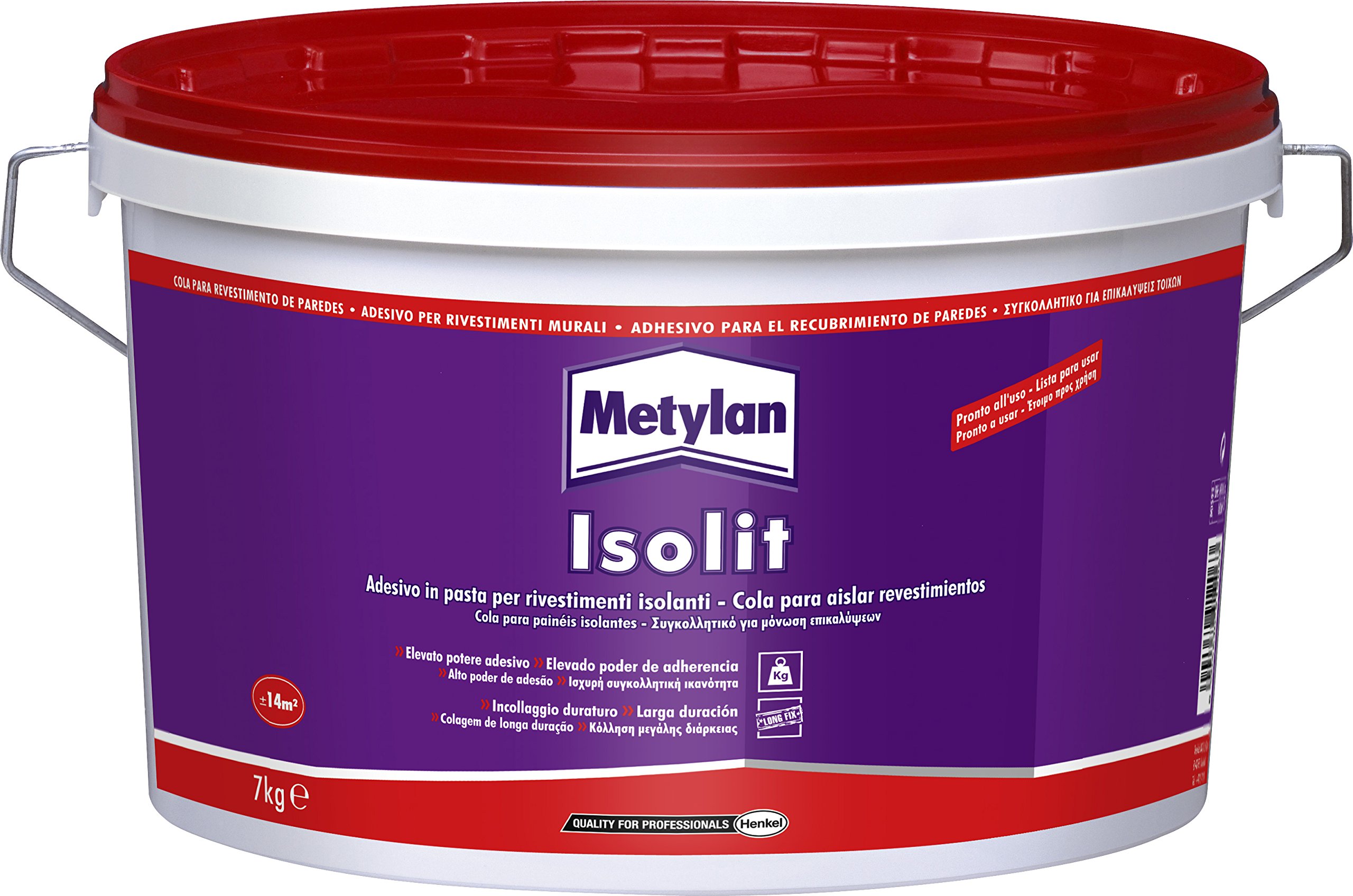 MetylanIsolit Adhesive in White Paste for Application of Polystyrene, Polyurethane Foam, Rock Wool and Glass, Cork Coatings and Thermal and Acoustic Insulators, 7 kg Bucket