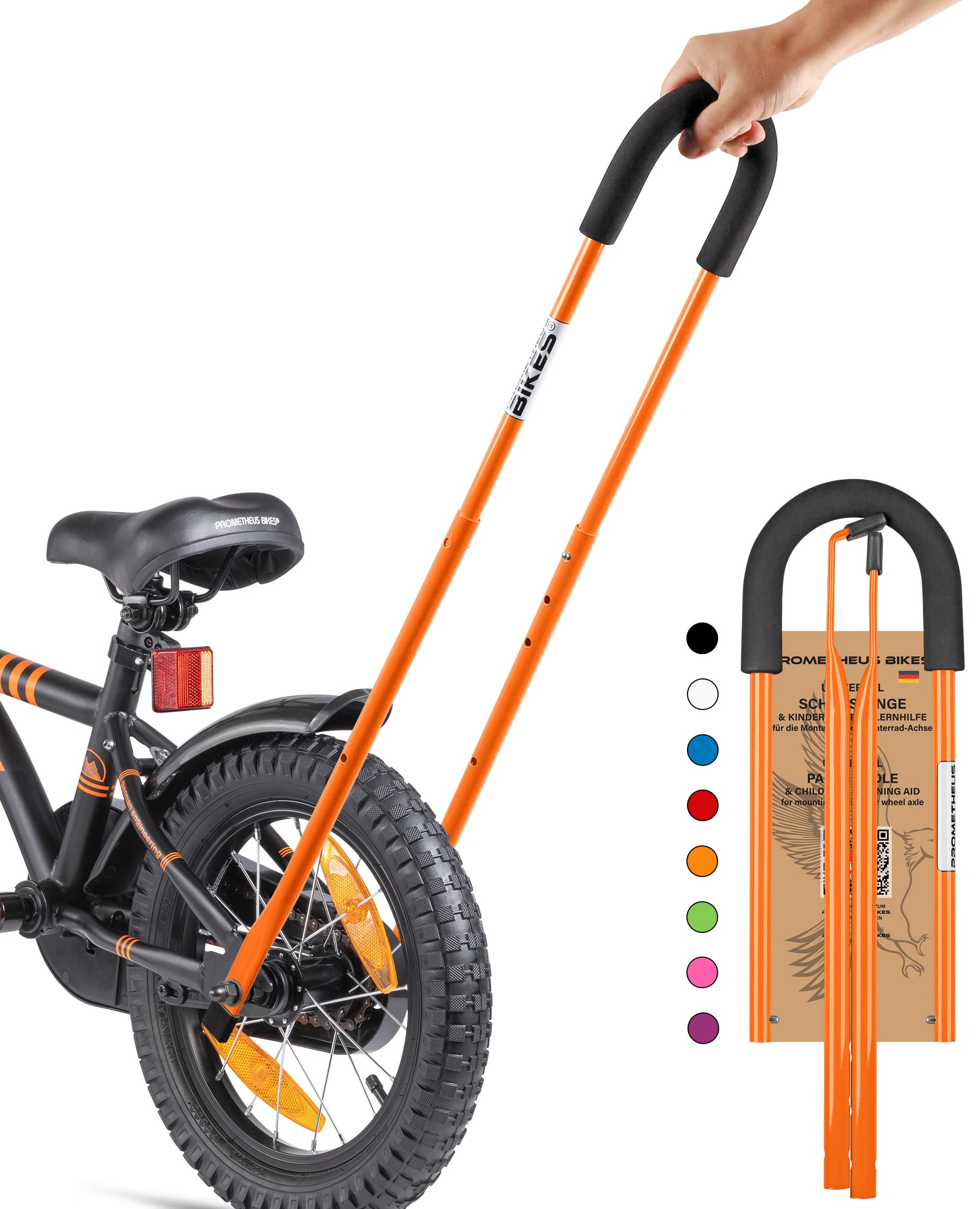 Barra Bici Bambino Prometheus Barra Apprendimento Bici Bambino - Asta Spinta Regolabile Per Bimbi Asta Spinta Bici Bambini
