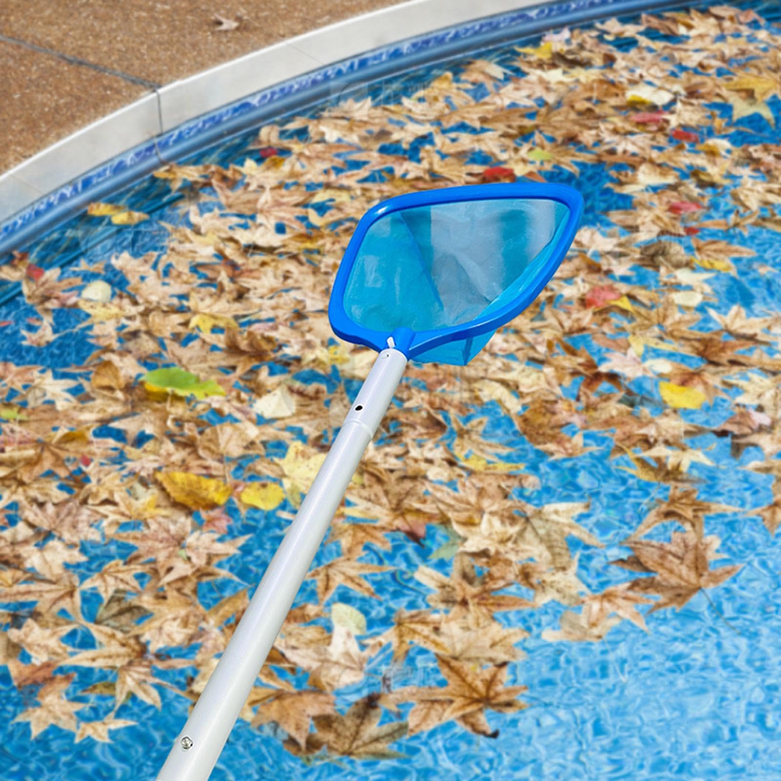 Red para Skimmer de Piscina, Red de Limpieza de Piscinas, Ligeros, Rastrillo para Jardín, Césped, Piscina, Red para Eliminar Hojas, Estanque de, con 3 Postes 105cm