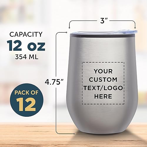 Miniatura 5 de Vasos de vino personalizados sin tallo, 12 onzas, juego de 12, paquete personalizado a granel, aislados, perfectos para vino, cócteles, otras