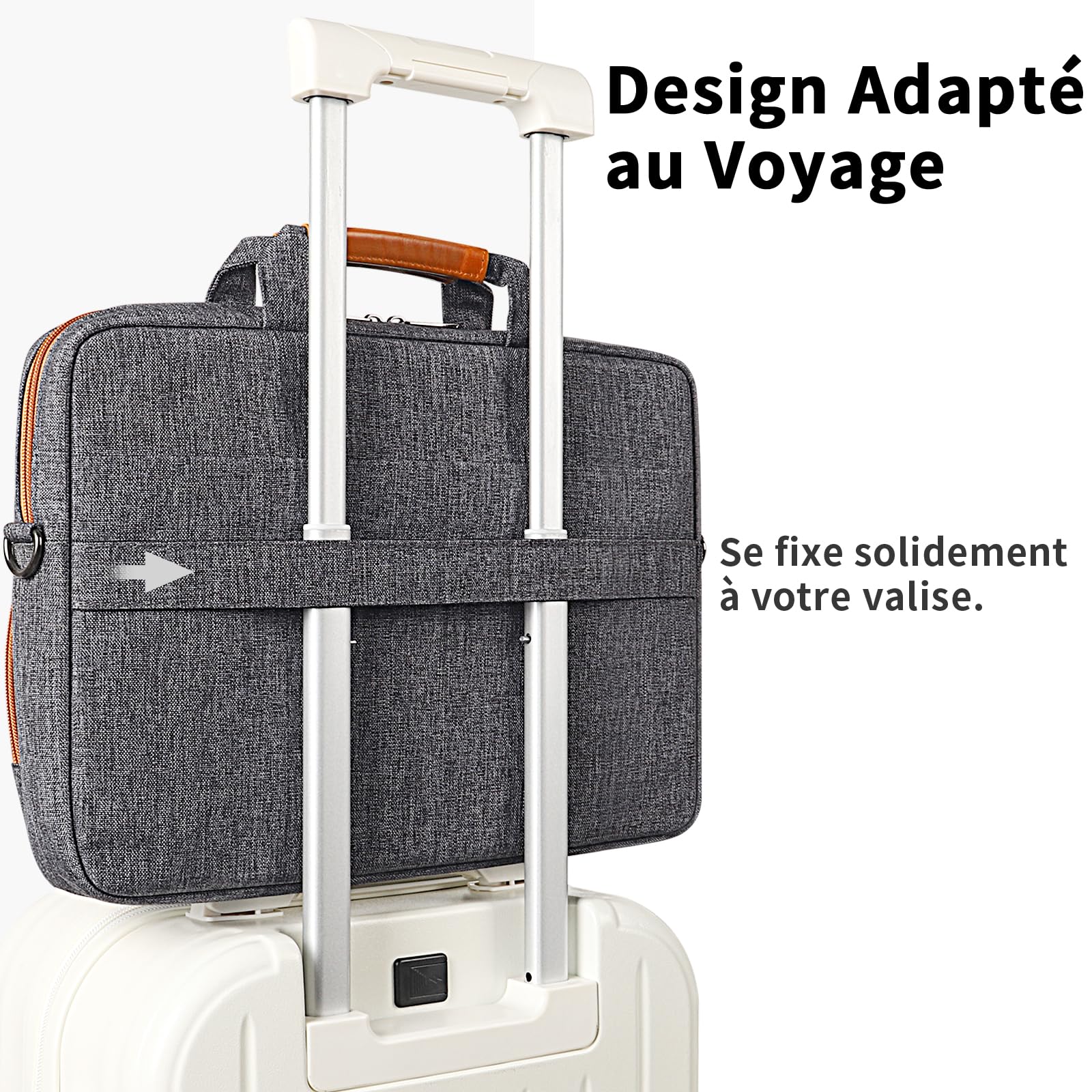 DOMISO Sacoche Ordinateur 17 Pouces Résistant à l'Eau Antichoc Pochette PC Portable Gamer Sac à Bandoulière Homme pour 17-17.3" Dell/Lenovo/Acer/HP/MSI/ASUS, Gris Foncé