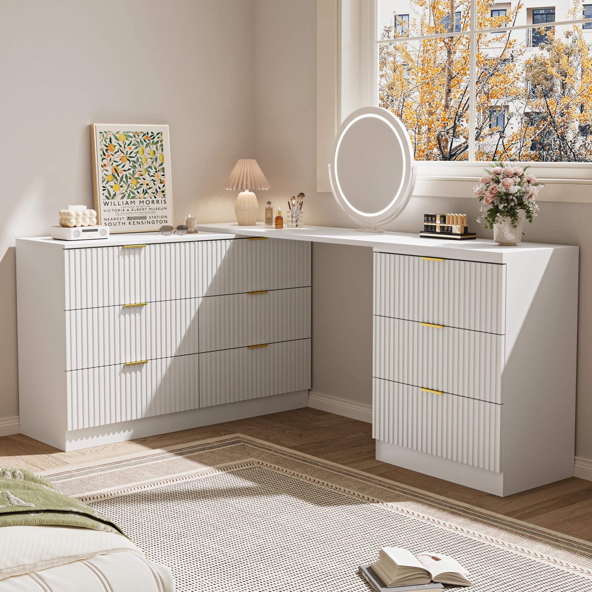 MAISONARIA L-Shaped Rotatable 9 Drawer Dresser for Bedroom, 71