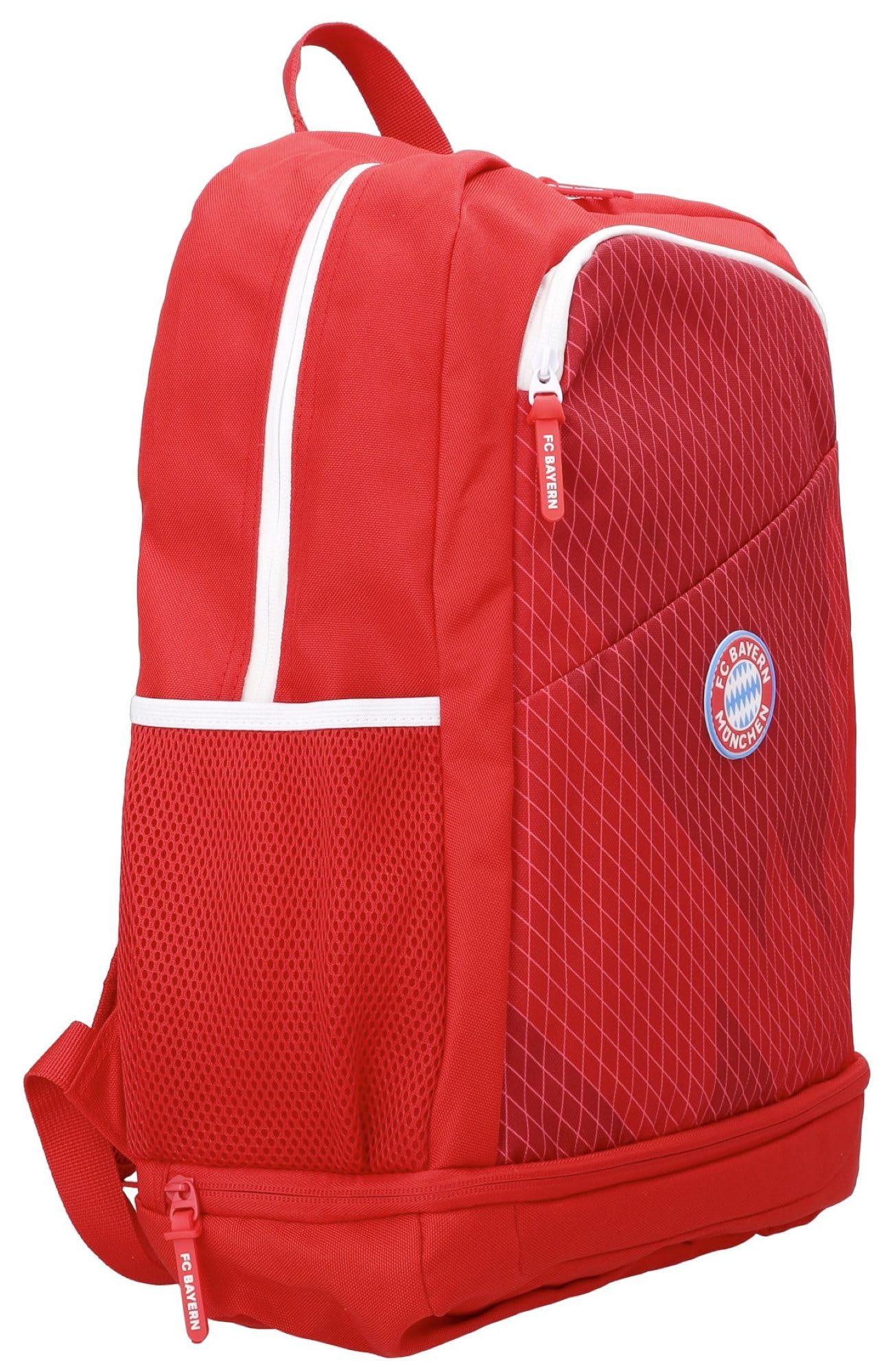 FC Bayern München Schulrucksack - Logo Badge Rubber - Rot | Rucksack FCB