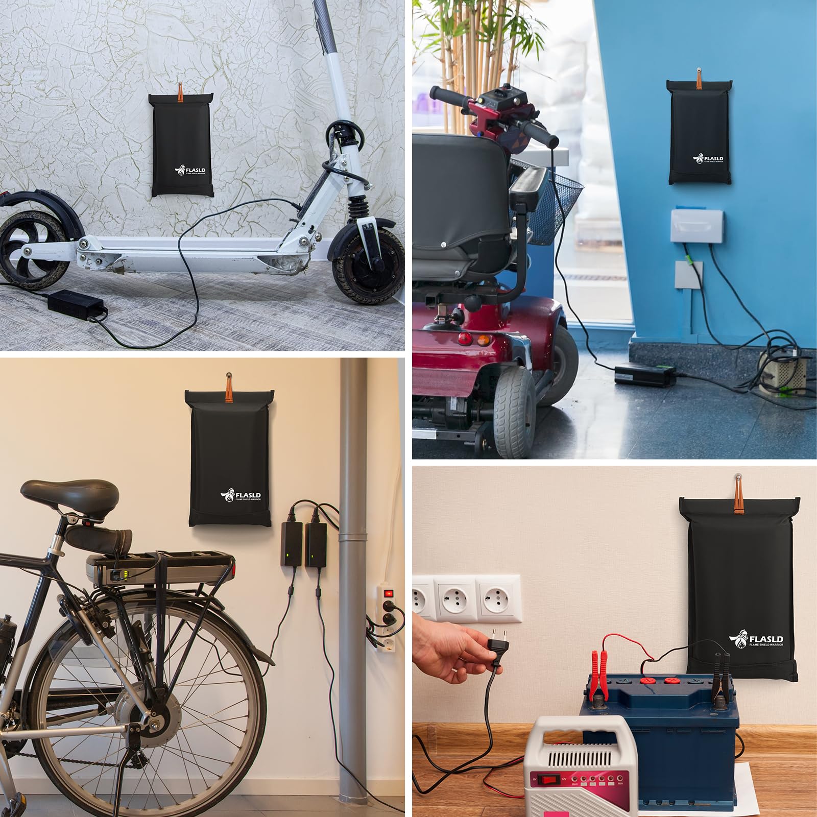 FLASLD Copertura per batteria al litio ignifuga, il modo più semplice e veloce per isolare e spegnere piccoli incendi, coperta antincendio per scooter elettrico e bici elettrica (201 x 201 cm, grigio)