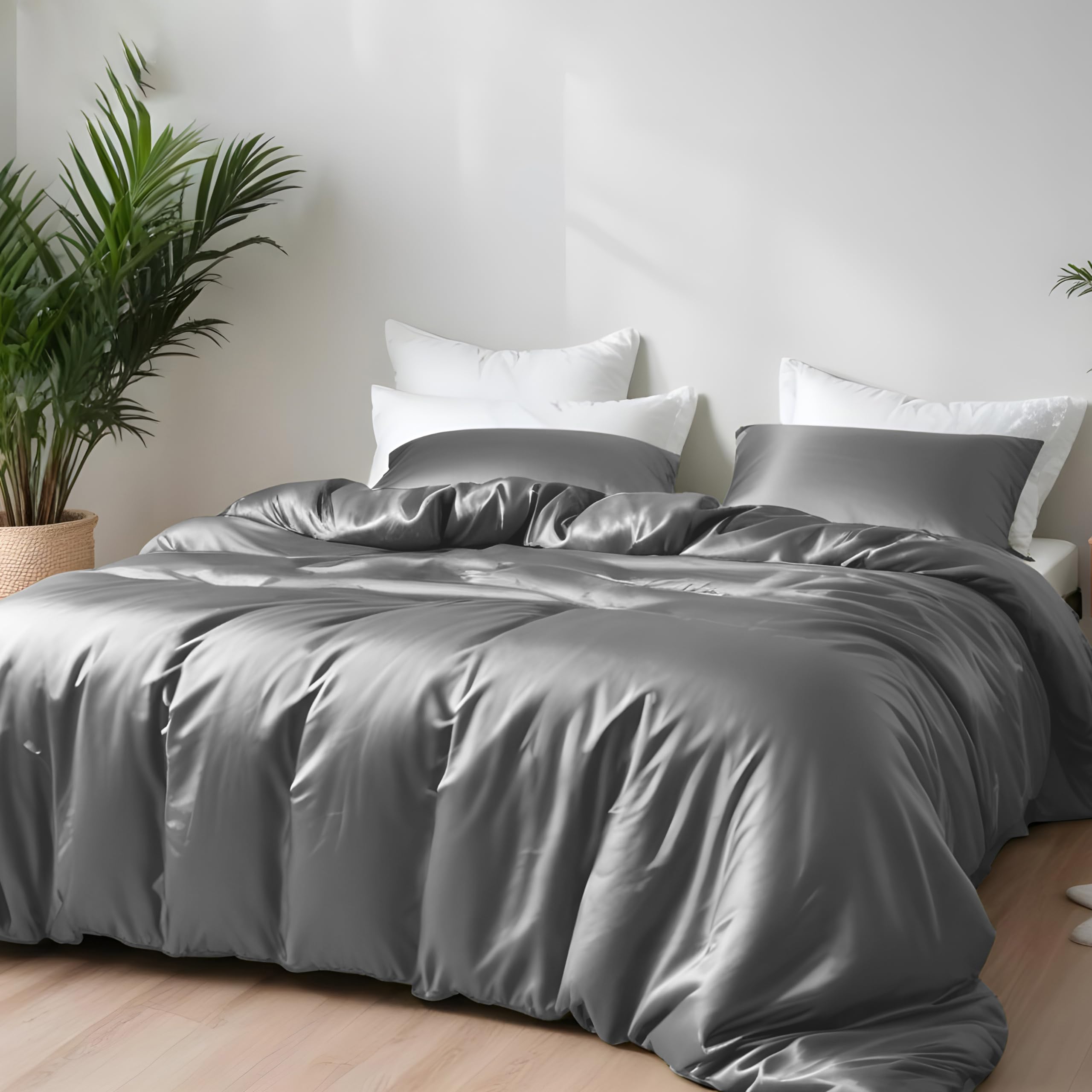 Linenwalas Set Copripiumino In 100% Bambù Naturale, 3 Pezzi, Con