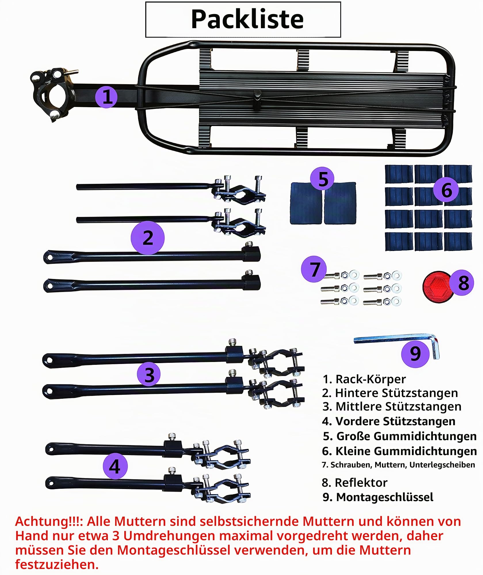 COMINGFIT Fahrradträger, 180 kg Tragkraft, solide Lager, universal, Verstellbarer Fahrradgepäckträger