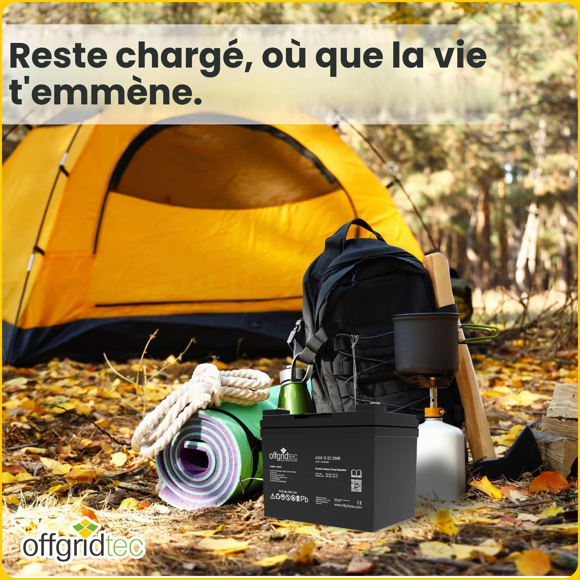 Offgridtec 32 Ah 12 V AGM Batterie solaire pour applications cyclique, 2–01–001480