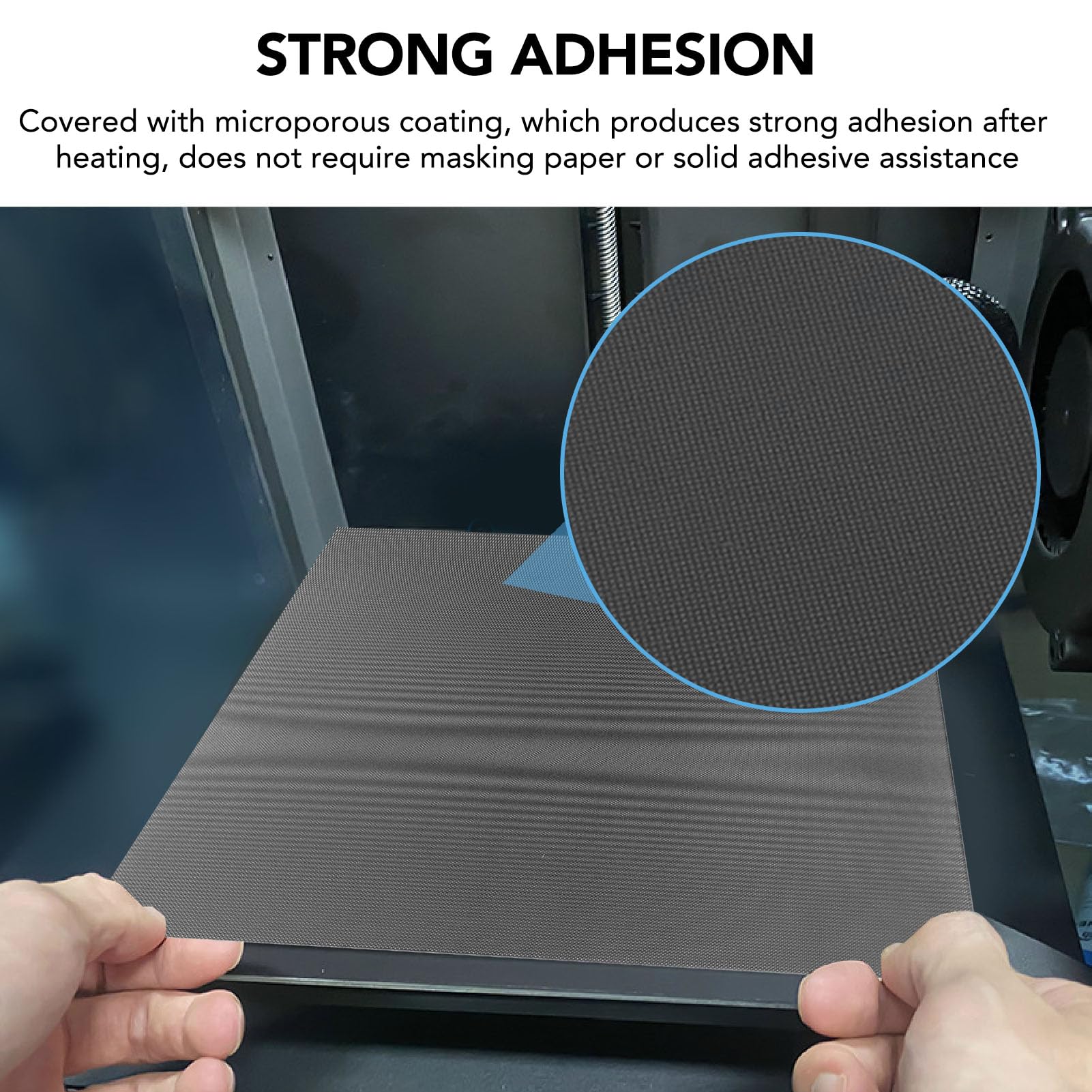 Cama de Vidrio para Impresora 3D, 14,8x14,6 Pulgadas, Placa de Construcción Ender 5 Plus, Plataforma Cama Calentada con Revestimiento Micro Poroso para Impresora Ender 5 Plus 3D