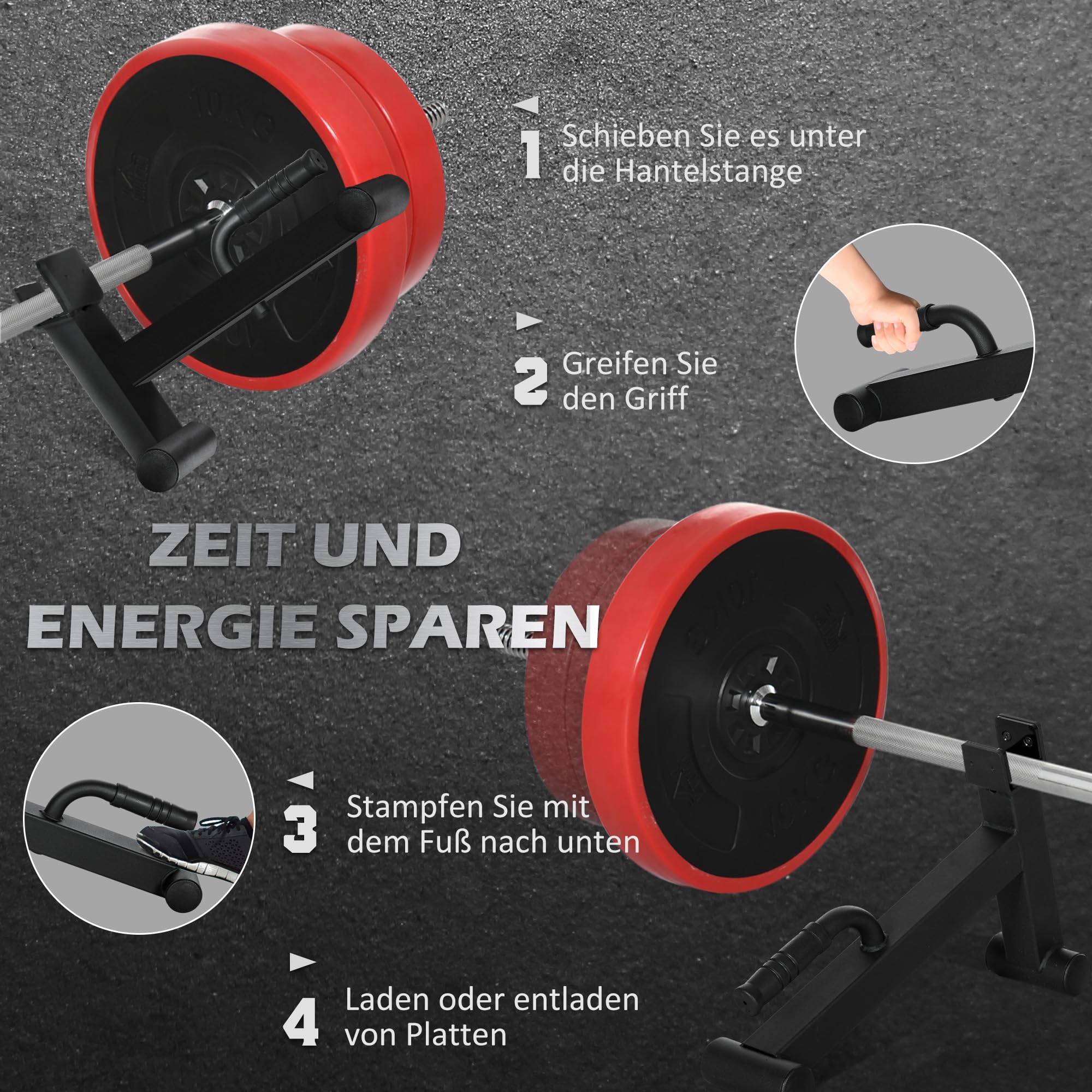 SPORTNOW Barbell Jack Deadlift Jack mit rutschfestem Griff Kreuzheben Langhantelheber Langhantelständer zum Laden von Langhantelgewichten Gewichtheben Krafttraining