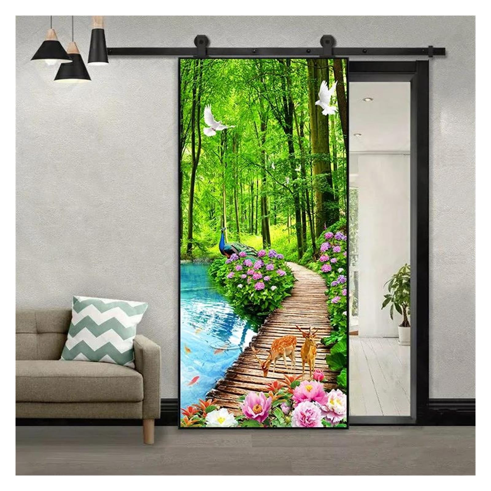 Papier peint d'art mural forêt et fauve pour transformer l'ambiance d'un salon