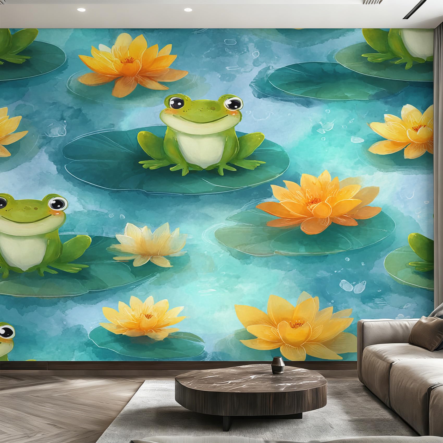 Papier Peint Grenouille pour Habiller un Mur Abîmé et Illuminer un Salon Sombre 400x280 cm