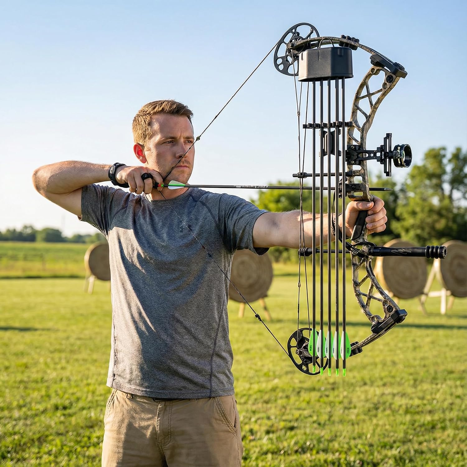 Archery Arrow Quiver 5-Arrow Silent & Shockproof Arrow Holder for Compound Recurve Bow Practice Target Hunting
