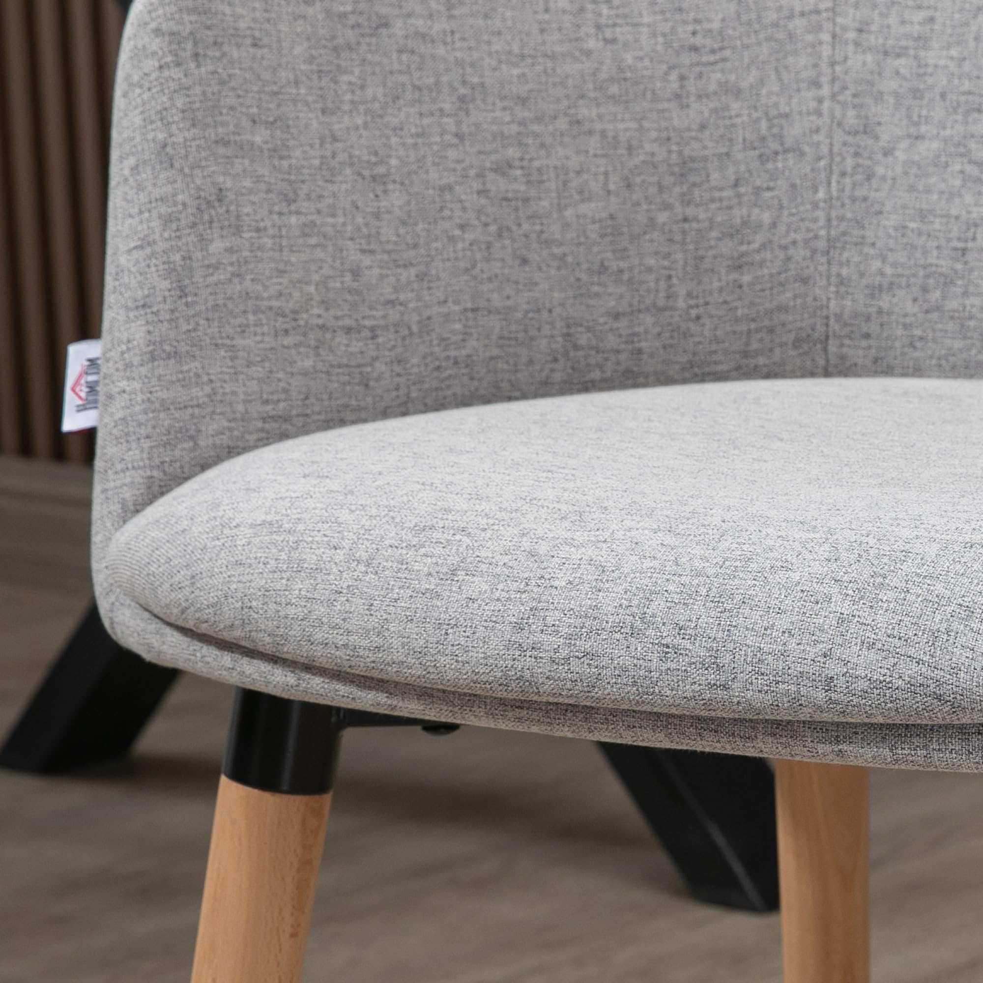 HOMCOM Silla de Comedor Butaca de Salón Lino Sintético 57x56x72 cm Gris