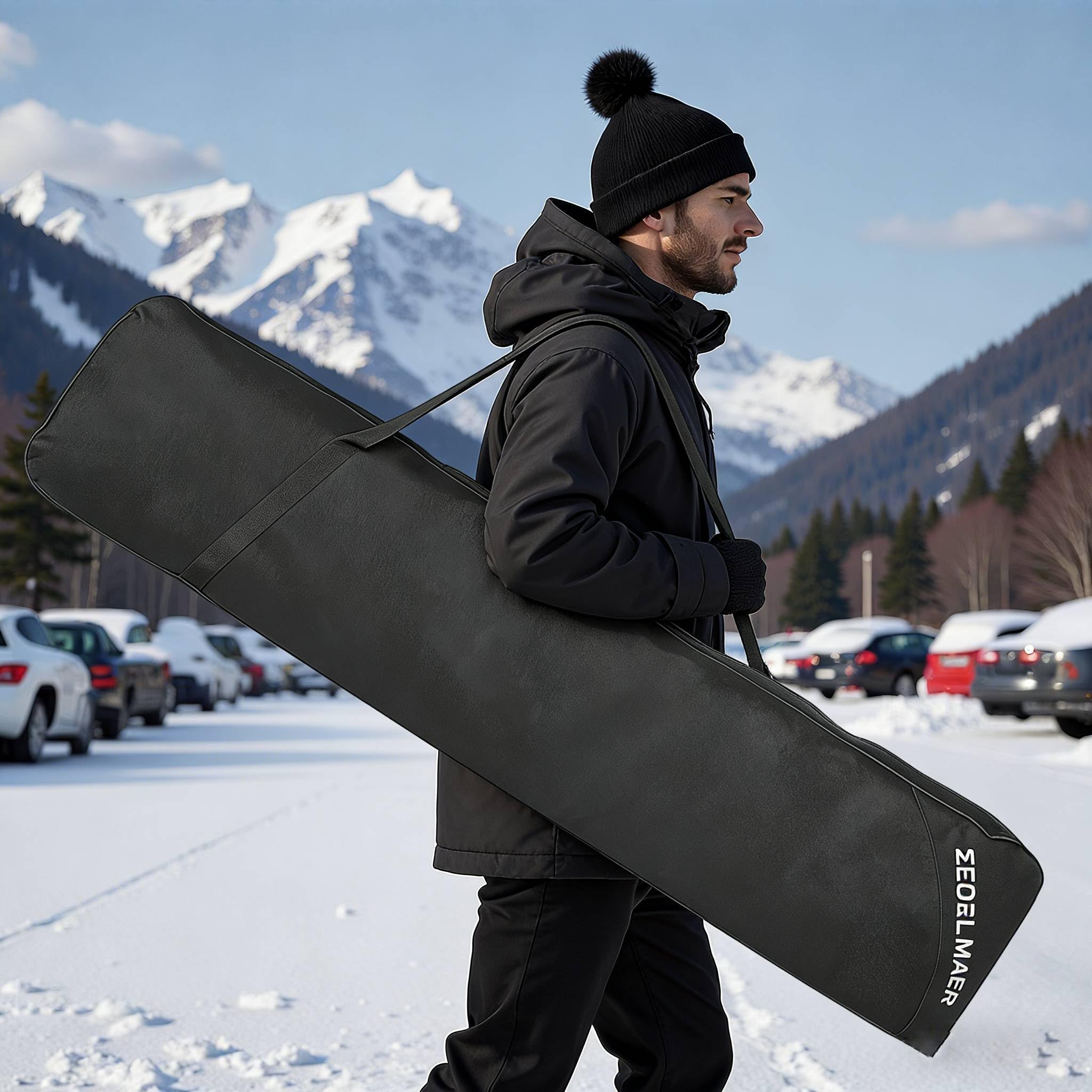 Zedelmaier Klassische Snowboardtasche 178 cm wasserdichte Boardtasche für Skisport Reißfeste Nylontasche Leicht Skier Tasche für Skireise und Skiferien