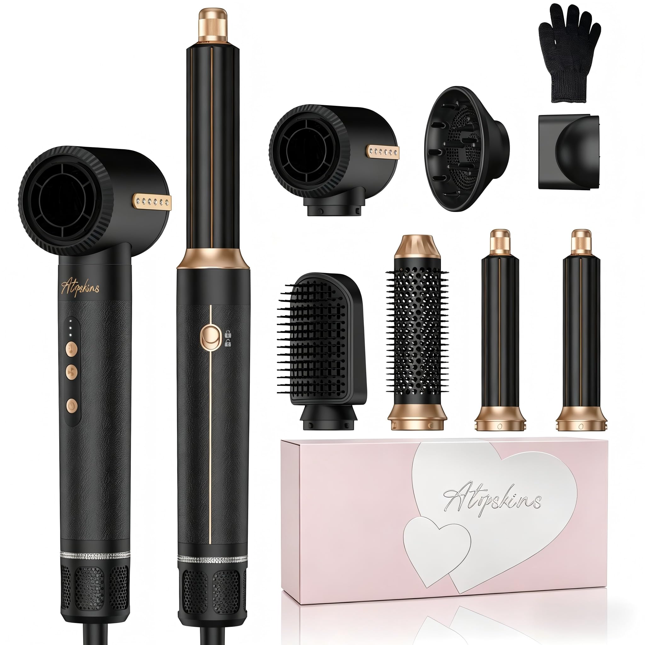 7 en 1 Secador y Cepillo de Pelo, 7 Modelador de Cabello, 110000 RPM Secador De Pelo, plancha de pelo cepillo alisador pelo cepillo alisador cepillo Pelo Rizado Secador Pelo, Hairstyler Regalos