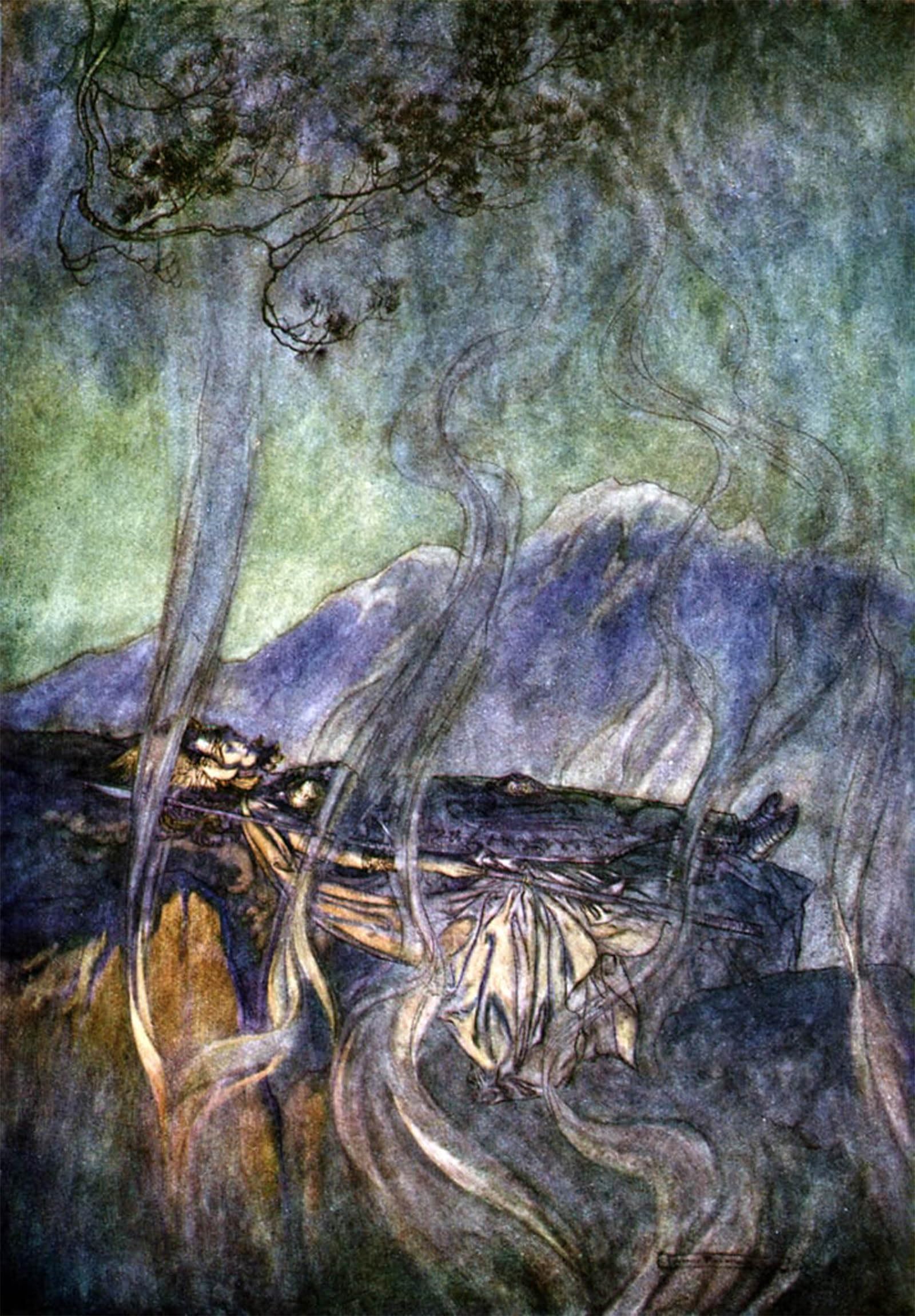 ARTXLXXBN Famous Painting Canvas Artwork Graffiti Print the Valkyrie by Arthur Rackham Portrait Canvas Image for Home Decor 60x90cm