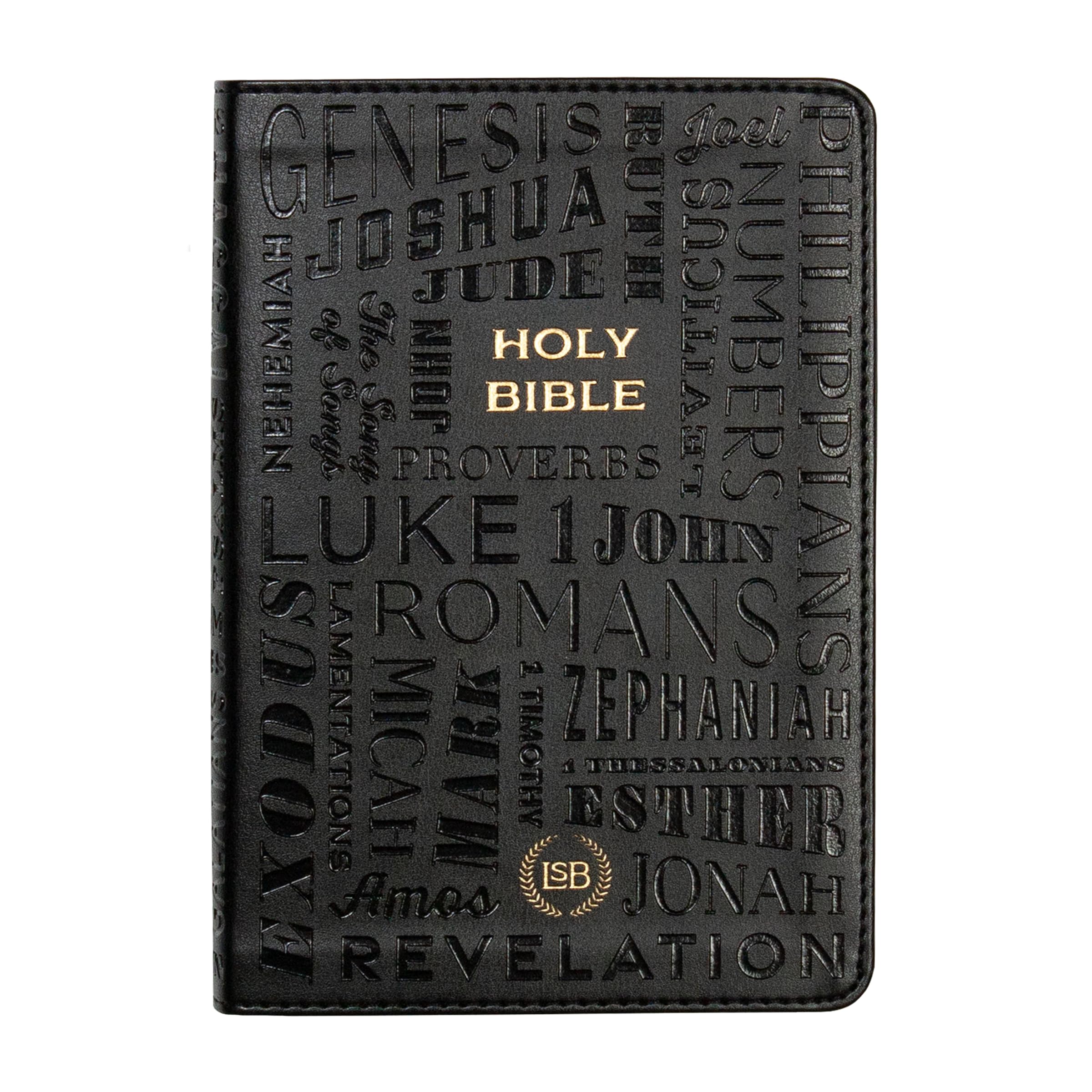 LSB Holy Bible, Compact Size, Black Imitation Leather with Debossed & Gold Foil Stamped Cover: Legacy Standard Bible in 2-Column, Black Letter Format with Ribbon Marker & Gold Gilded Page Edges Imitation Leather – November 16, 2023