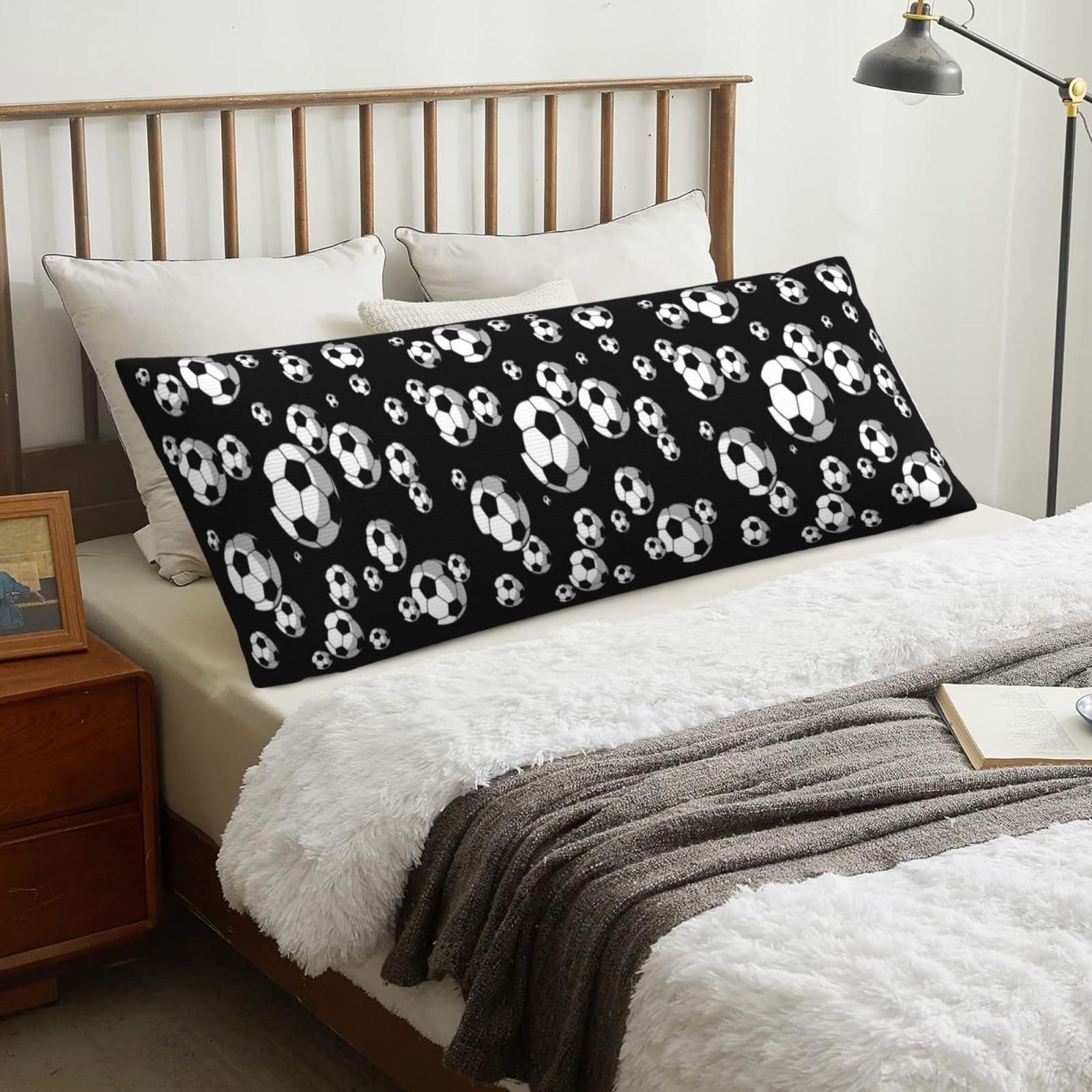Soccer, Body Pillow Cover with Zipper,Long Body Pillowcase 20 x 60 in