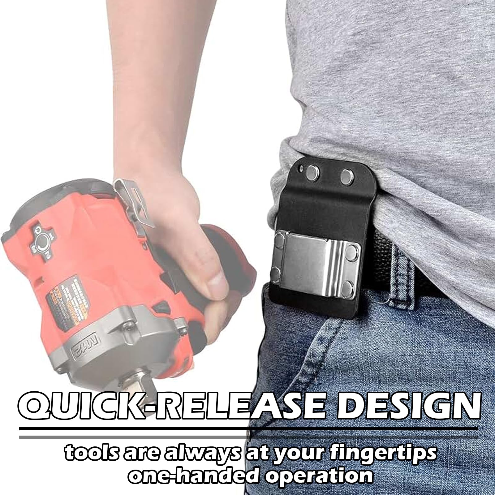 Clip-on Tool Belt Holder, Drill Holder Belt Clip, Heavy-Duty Drill Belt Holder - Image 3