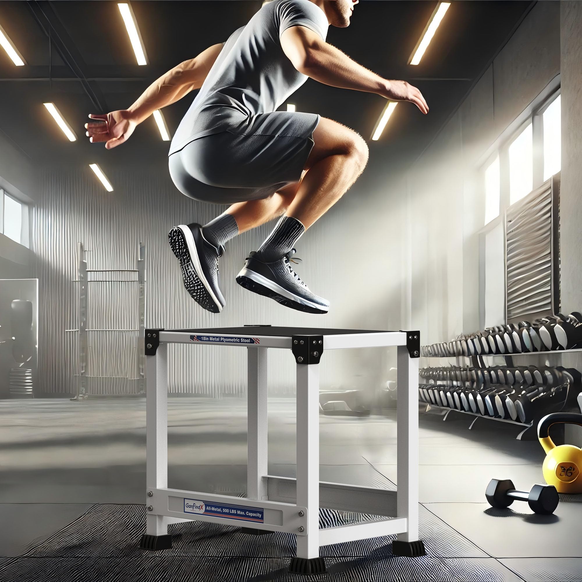 GanFindX Stahl-Plyo-Box, 30,5/45,7 cm Standfläche, Metall-Plyometrie-Sprungbox für Home Gym, Training von Fitness, Beweglichkeit, Ausdauer und Kraft, auch als Kurzhantelablage verwendbar