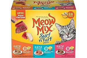 Meow Mix Paté in Gravy Wet Cat Food Variety Pack: Surf 'n Turf Patés