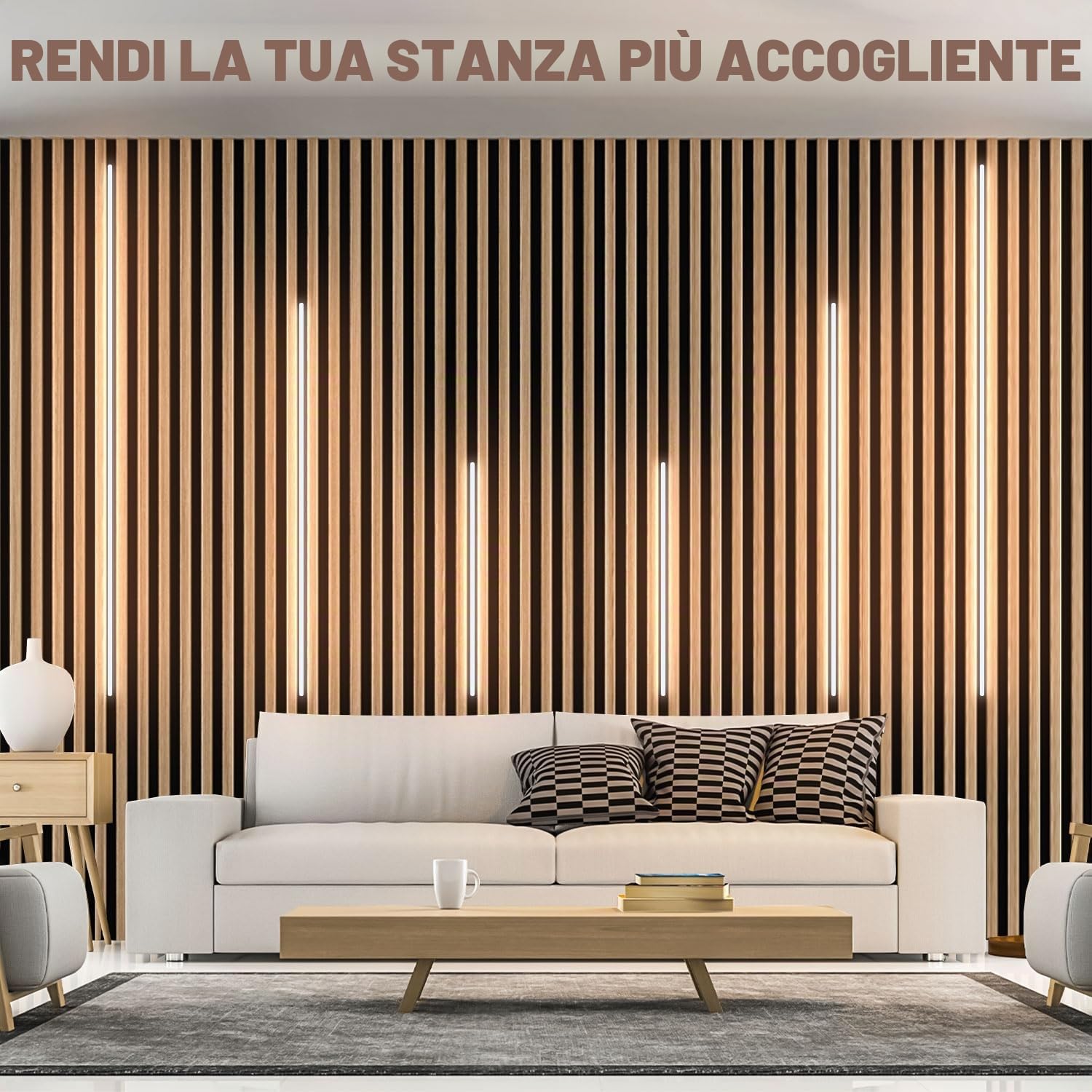 Lichaser Incasso Nero Striscia LED per Pannelli Fonoassorbenti, 6 Luci a Striscia Dimmerabili con Sensori per Pannello Fonoassorbente Parallele, LED Adesiva per Pannelli Acustici (2*40+2*60+2*90 cm)