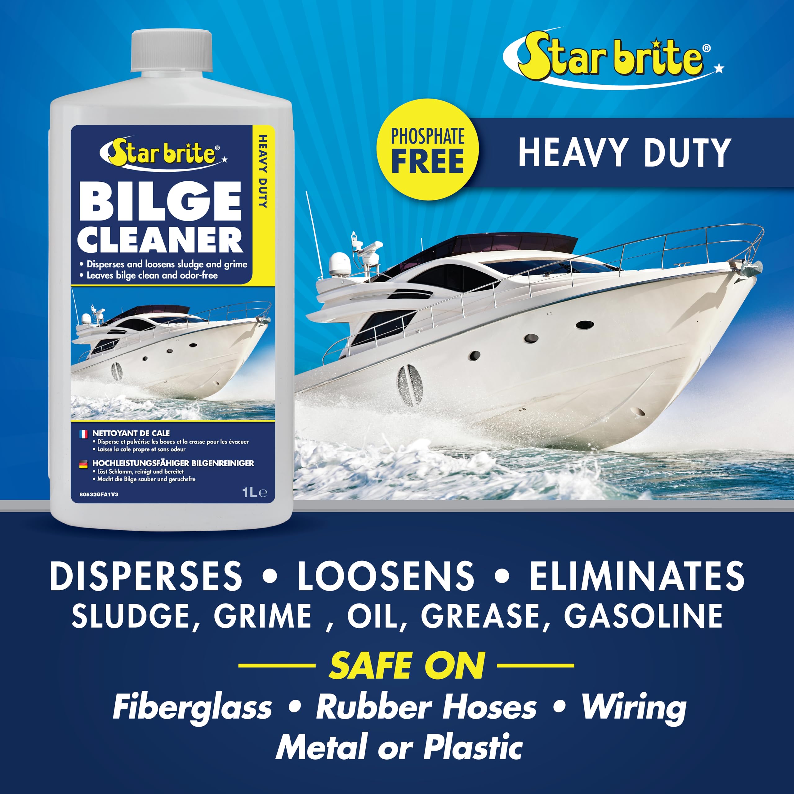 Star Brite Limpiador de Sentina de Alta Resistencia - Simple y Fácil de Usar - Verter, Navegar, Bombear - Emulsiona Aceite, Combustible y Deja la Sentina Limpia con un Aroma Fresco y Limpio