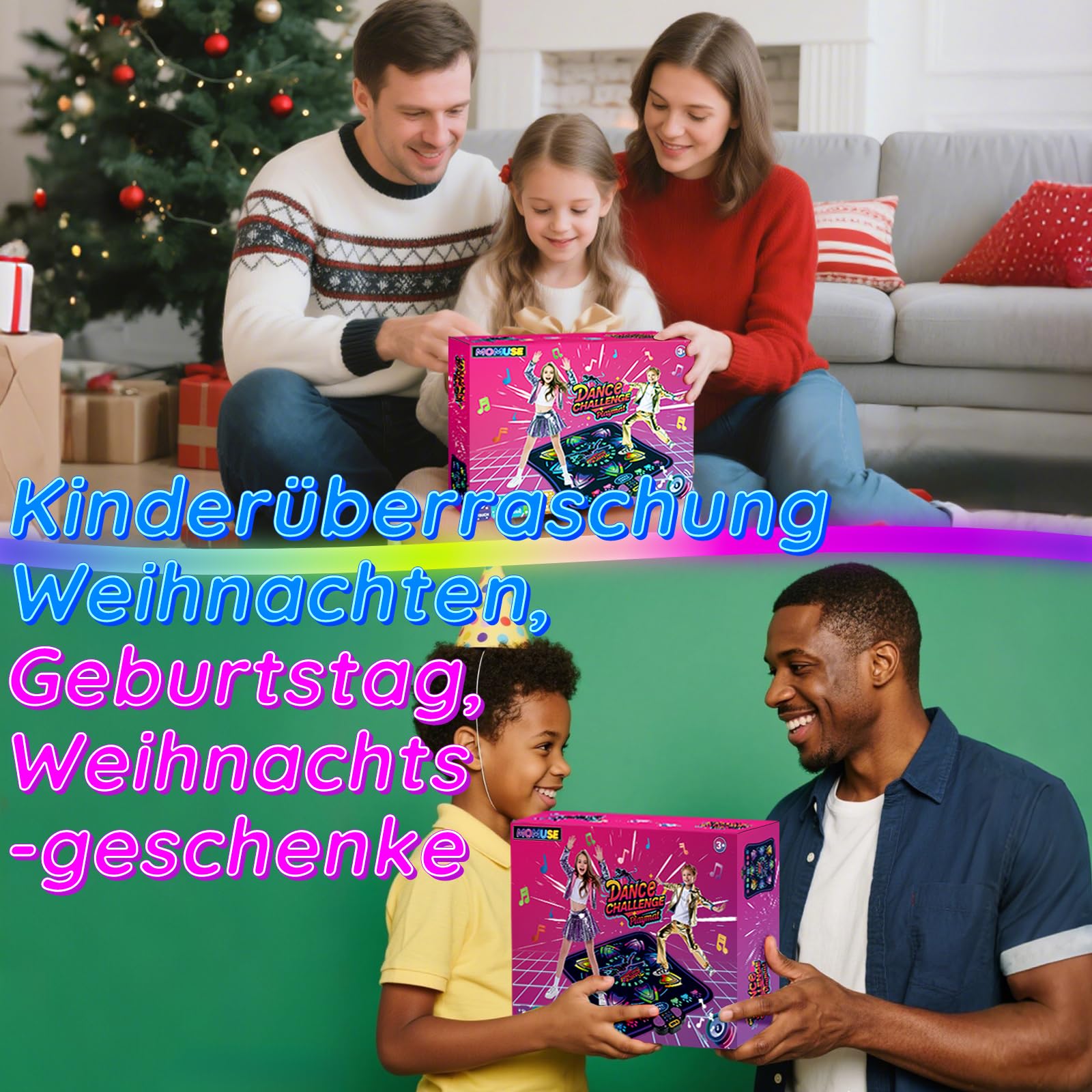 MOMUSE Tanzmatte Kinder, Spielzeug Geschenke für Mädchen Jungen Alter 3 4 5 6 7 8 Jahre, Musikmatte 2 Modi, mit Beleuchtetem Display und 9 Stufen, Weihnachten Geburtstag Kinderspielzeug (Violett)