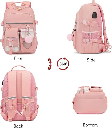 Miniatura 7 de Makukke Mochila escolar para niñas, mochila escolar para niños, escuela primaria, universidad, para adolescentes, niñas, mujeres, estudiantes,