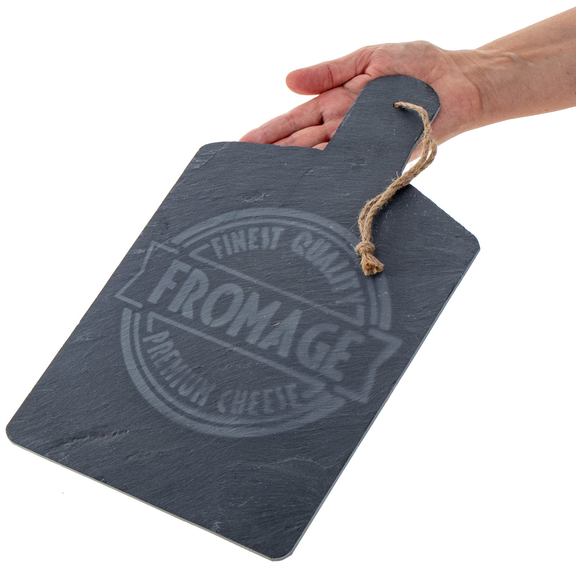 com-four® Bellissimo tagliere in ardesia per gli amanti del formaggio, piatto di ardesia, 36 x 21 cm (antracite)