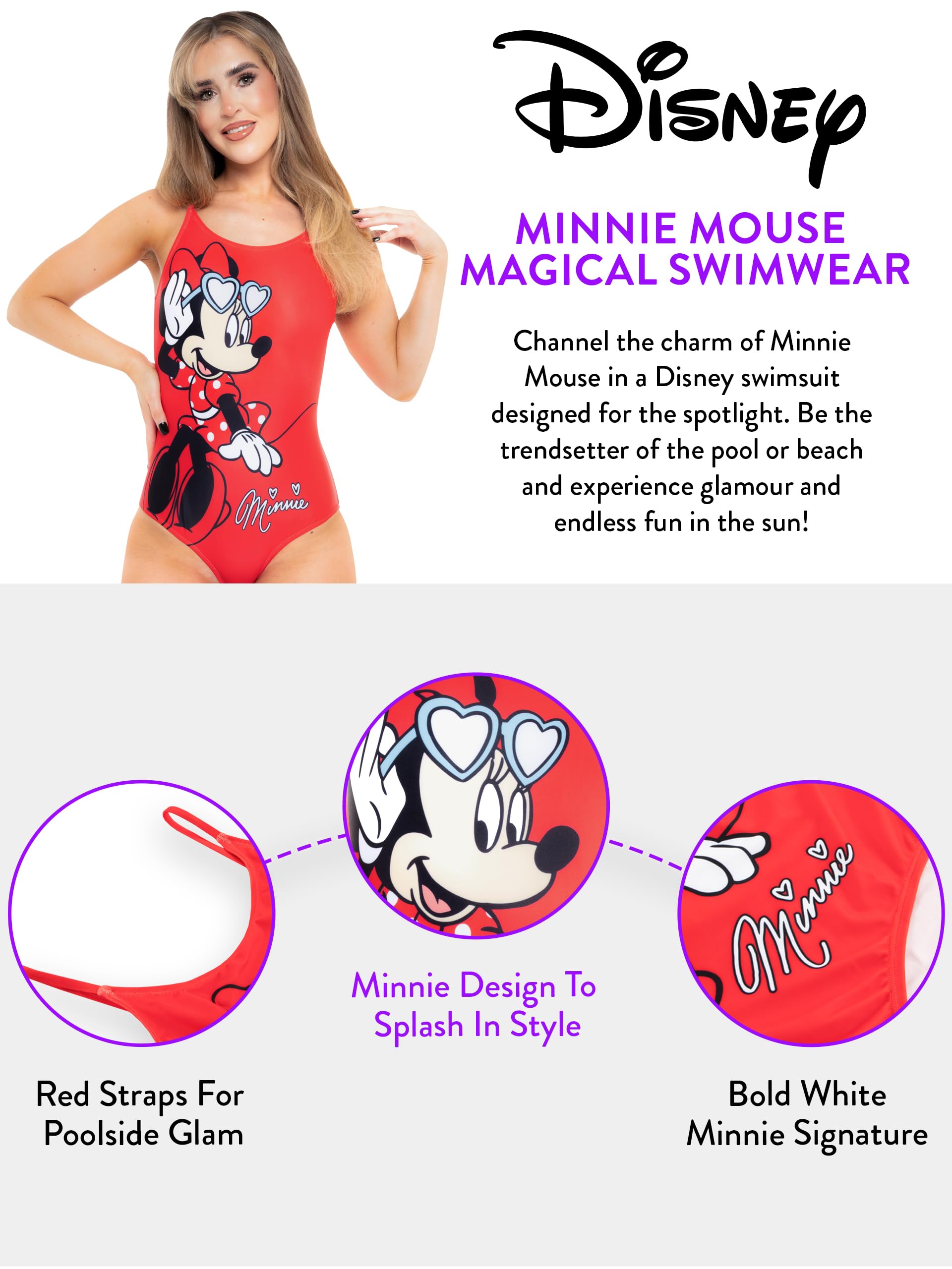 Disney Maillot de Bain Natation Maillot de Bain Minnie Mouse | Maillots Une Pièce Femme pour D'Ete