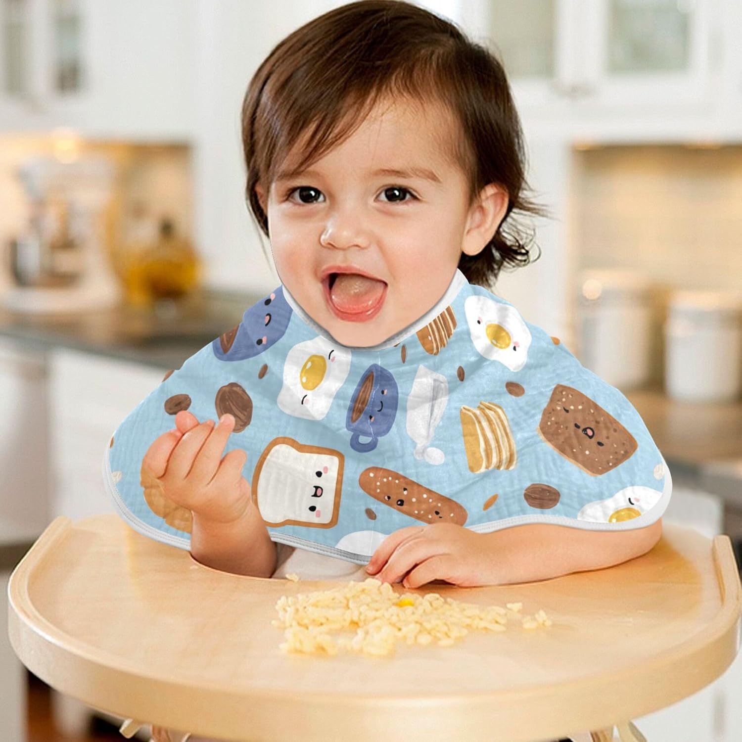 Funny Breakfast Burp Cloths Baby Boys Girls Absorbent Soft Cotton Burping Cloths Rags 4 Pack