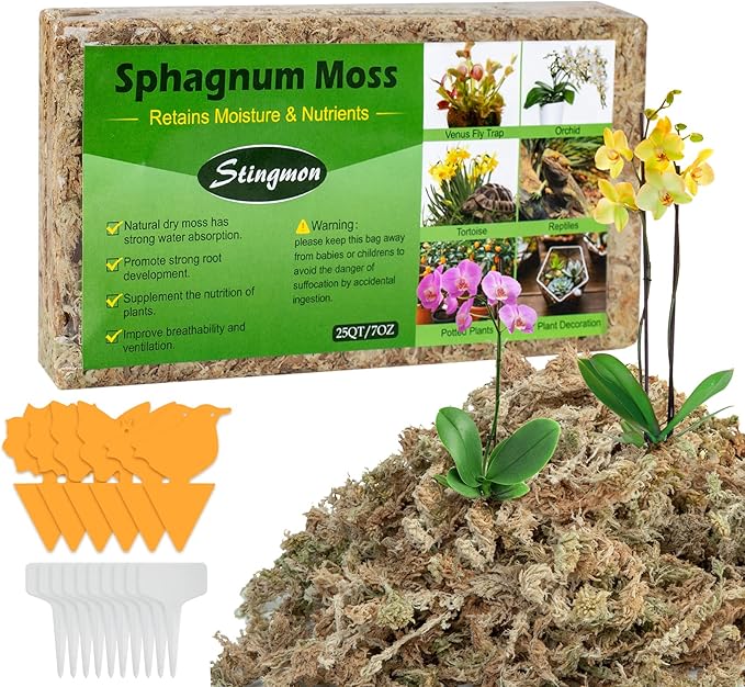 25QT Sphagnum Moss Orchid Moss for Potted Plants, Sphagnum