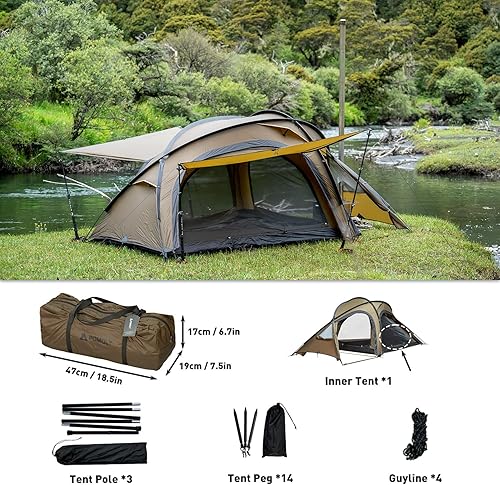 Miniatura 2 de POMOLY Tienda de campaña caliente para estufa de leña, tienda de campaña Leo 2 20D portátiles con tiendas interiores para 1-2 personas, senderismo,