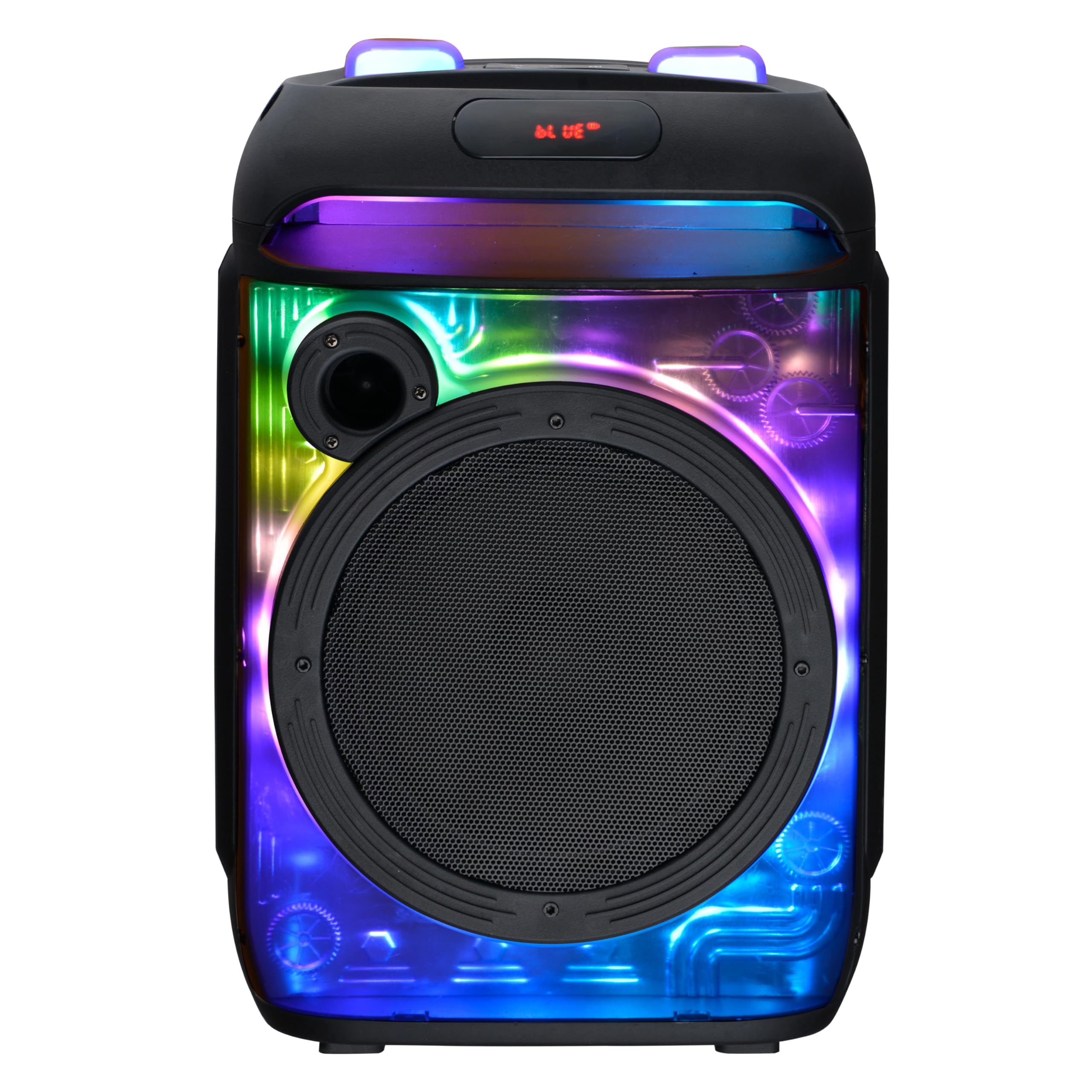 IQ Sound IQ-5908DJBT Cyber Flex 8-inch Portable Bluetooth Speaker w/TWS, LED Lights, 40W RMS, USB/SD/FM/AUX, Wireless Mic, Remote Control, Rechargeable Battery Perfect for Parties & Events