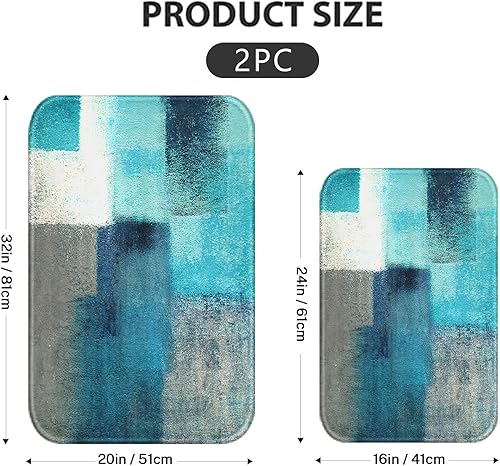 Miniatura 9 de Britimes Juego de 2 tapetes de baño de playa abstractos azules, diseño moderno, lavable, para decoración de baño, 16 x 24 y 20 x 32 pulgadas